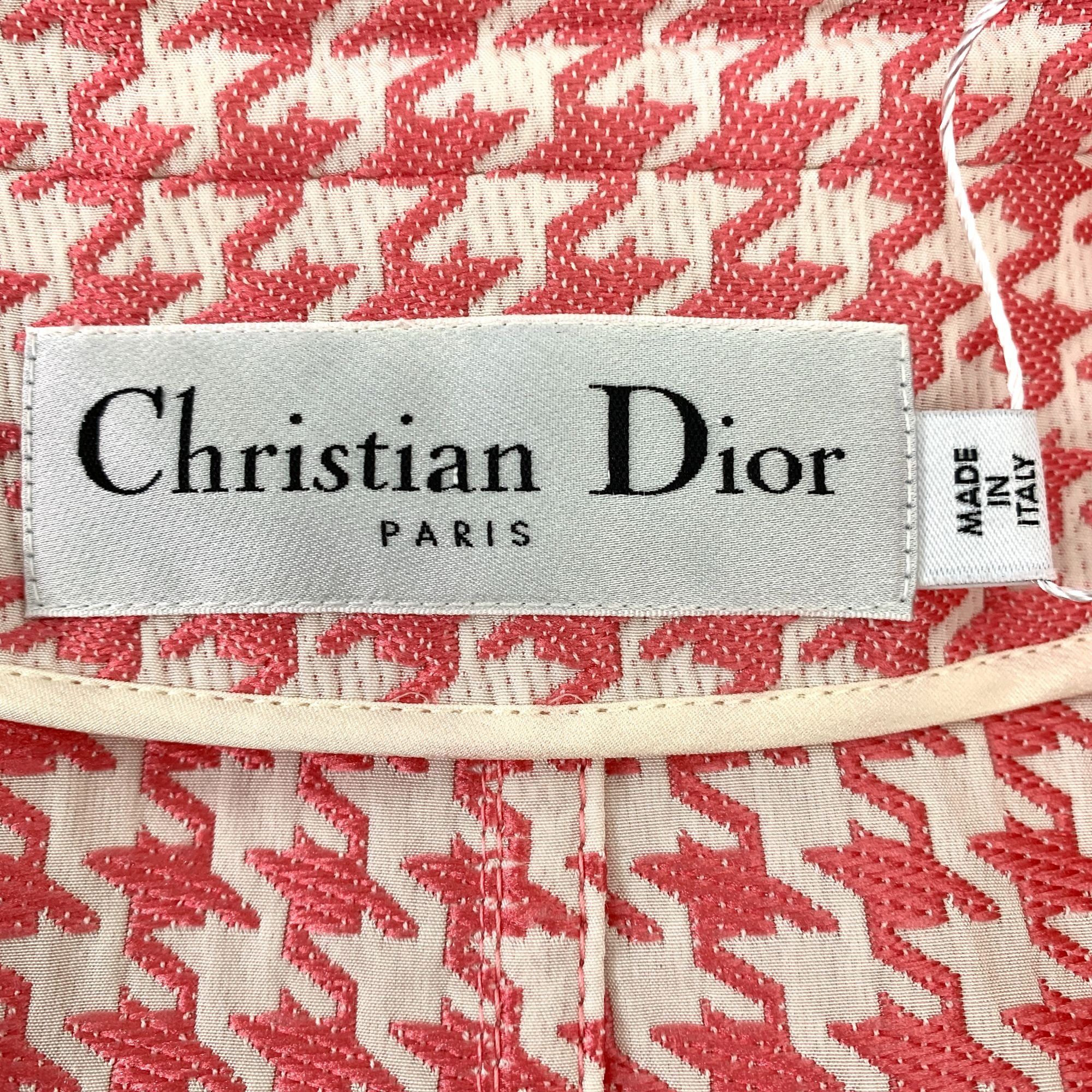 Dior Christian Dior Womens Pink & White Houndstooth Double-Breast Size XS / US 0-2 / IT 36-38 - 6 Thumbnail