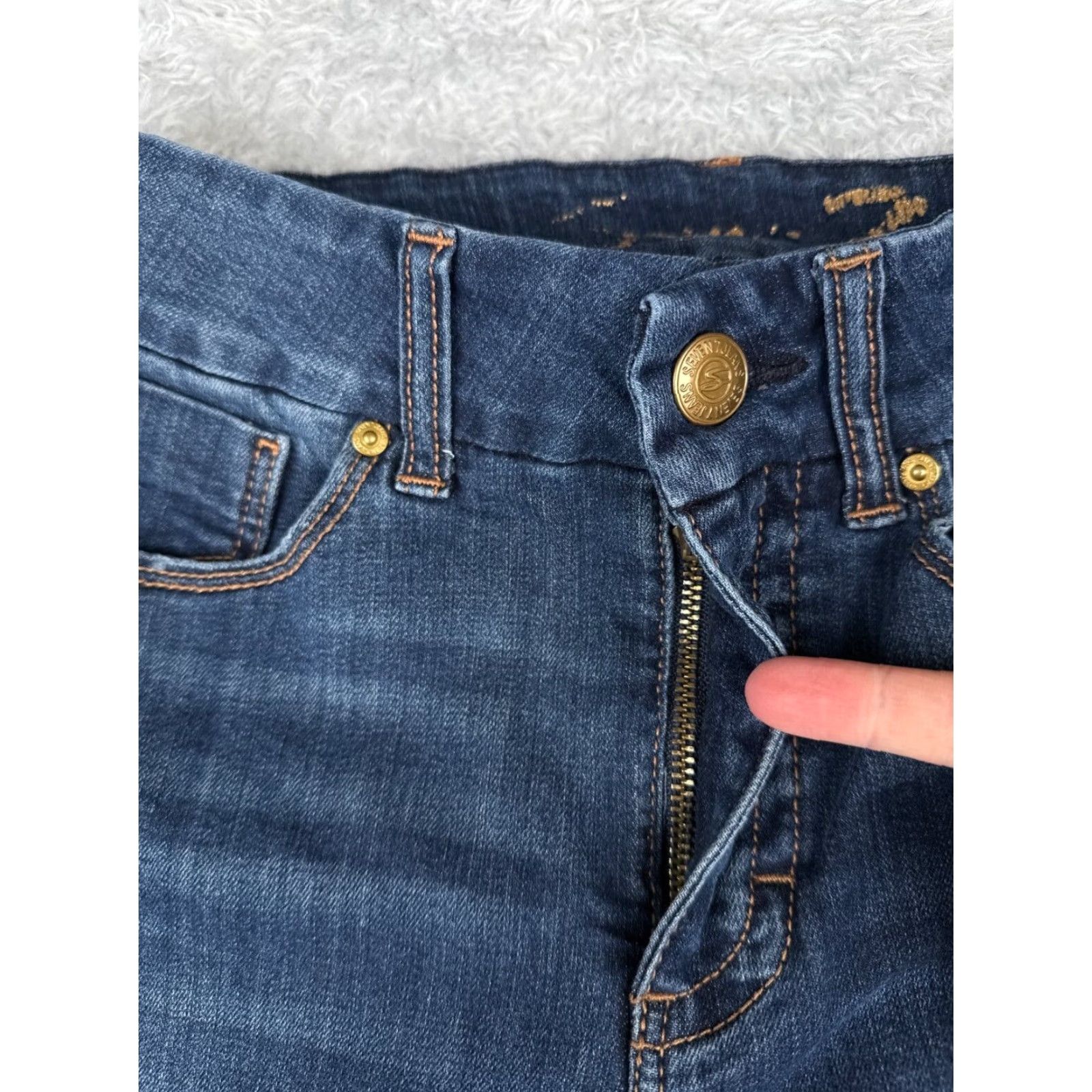 Vintage Seven7 Jeans Women 8 Blue Denim Tummyless High Rise Skinny Cotton Blend 28x28 Jeans Women 8 Blue Denim Skinny 28x28 Size 30" / US 8 / IT 44 - 5 Thumbnail
