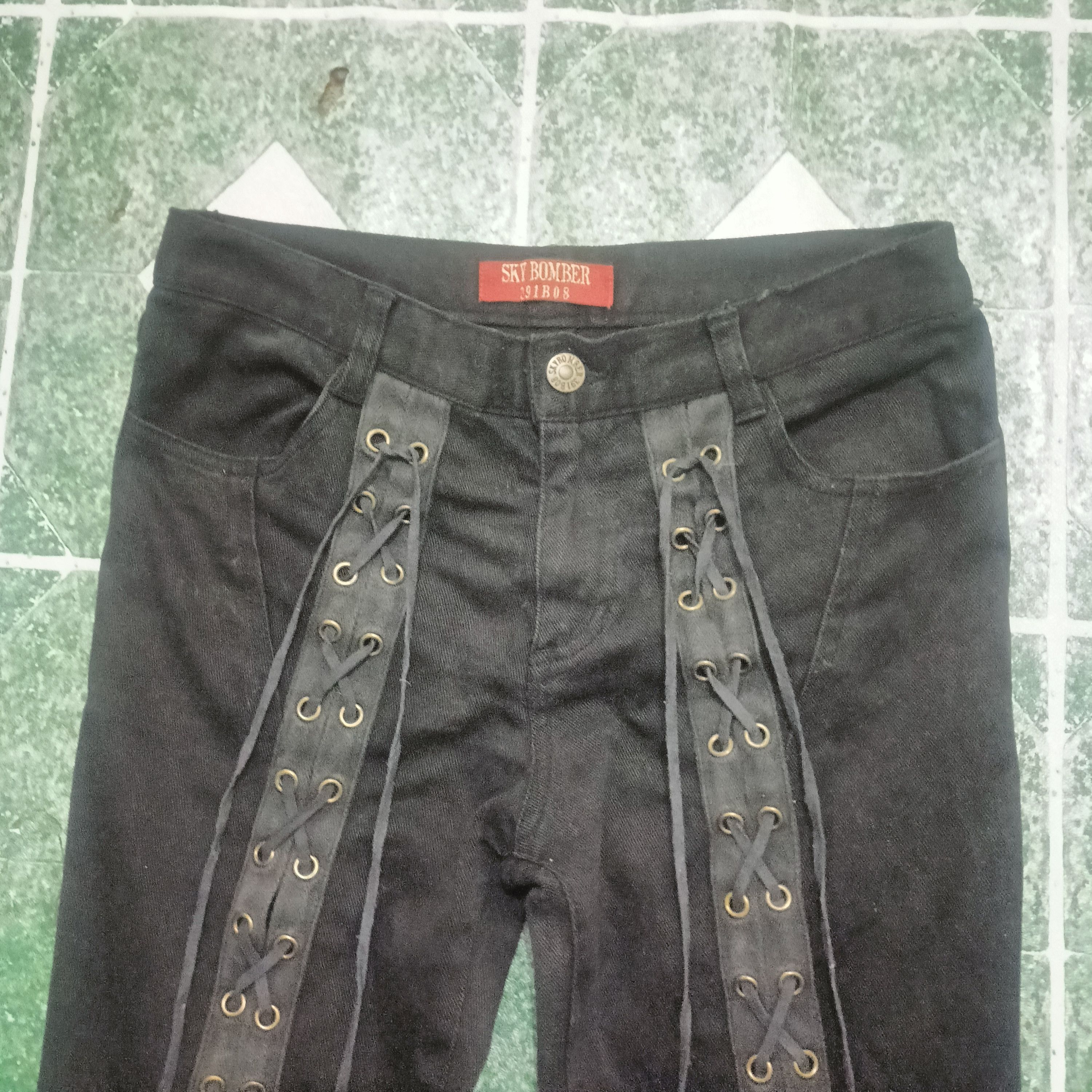 If Six Was Nine Rare!!! 90's Sky Bomber Lace up Stretch bootcut Black jeans Size 27" / US 4 / IT 40 - 6 Thumbnail