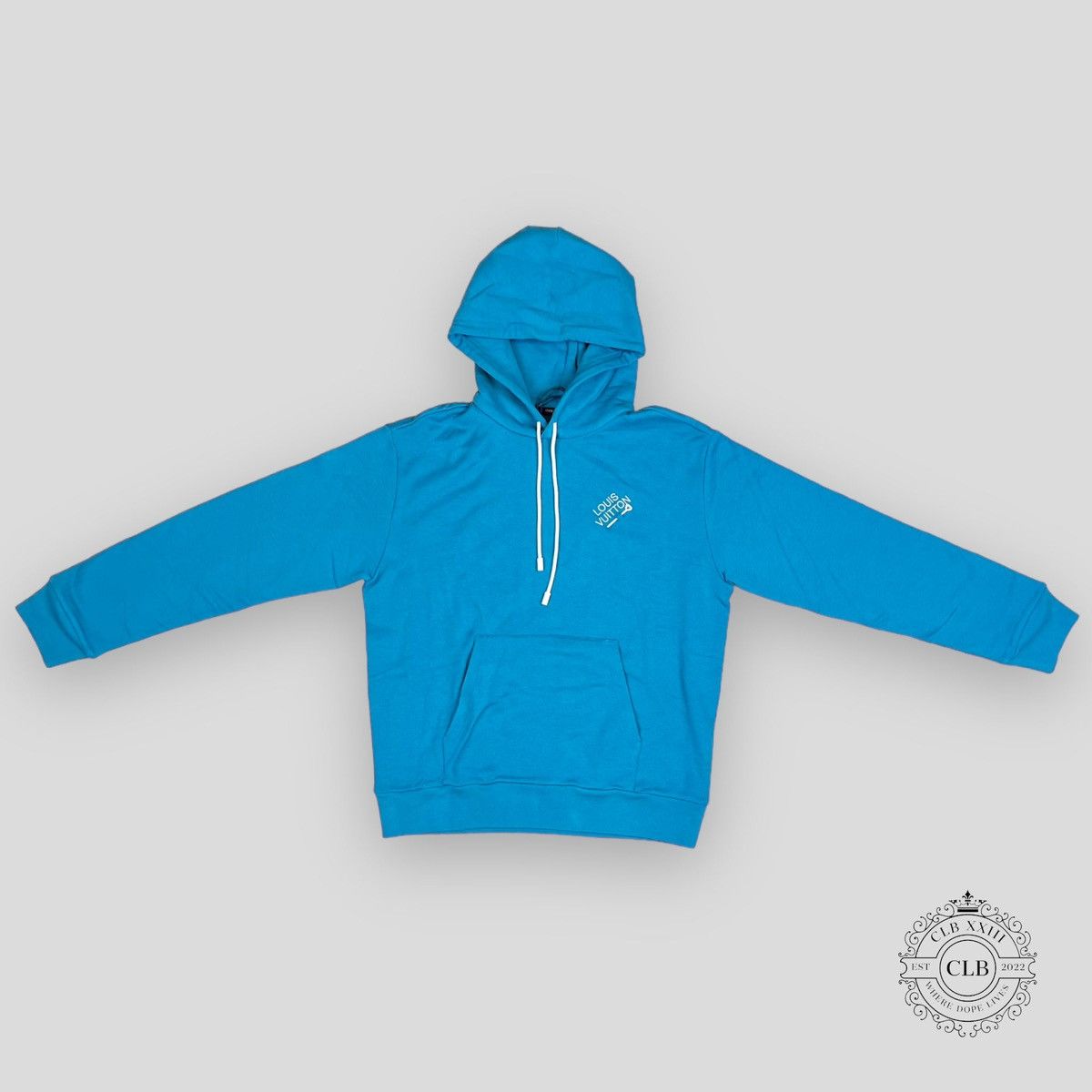 Louis Vuitton Signature Hoodie with Embroidery, Blue, Xs