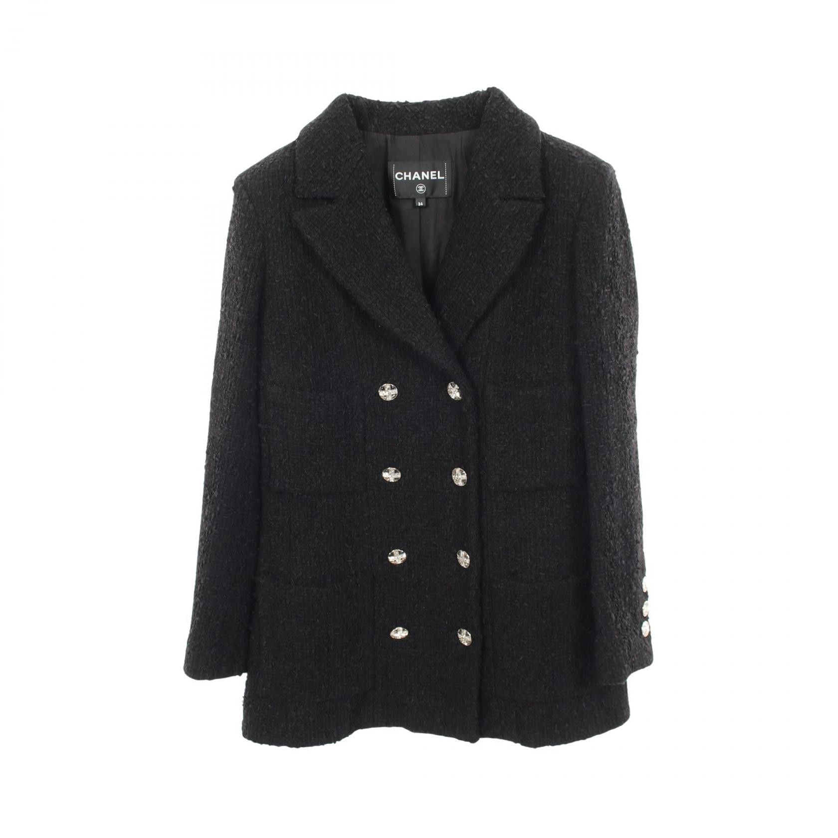 Chanel Chanel Chanel Coco Mark Button Tweed Outerwear Textile Outerwear P74799V66427 DUTY FREE for USA Size ONE SIZE - 1 Thumbnail