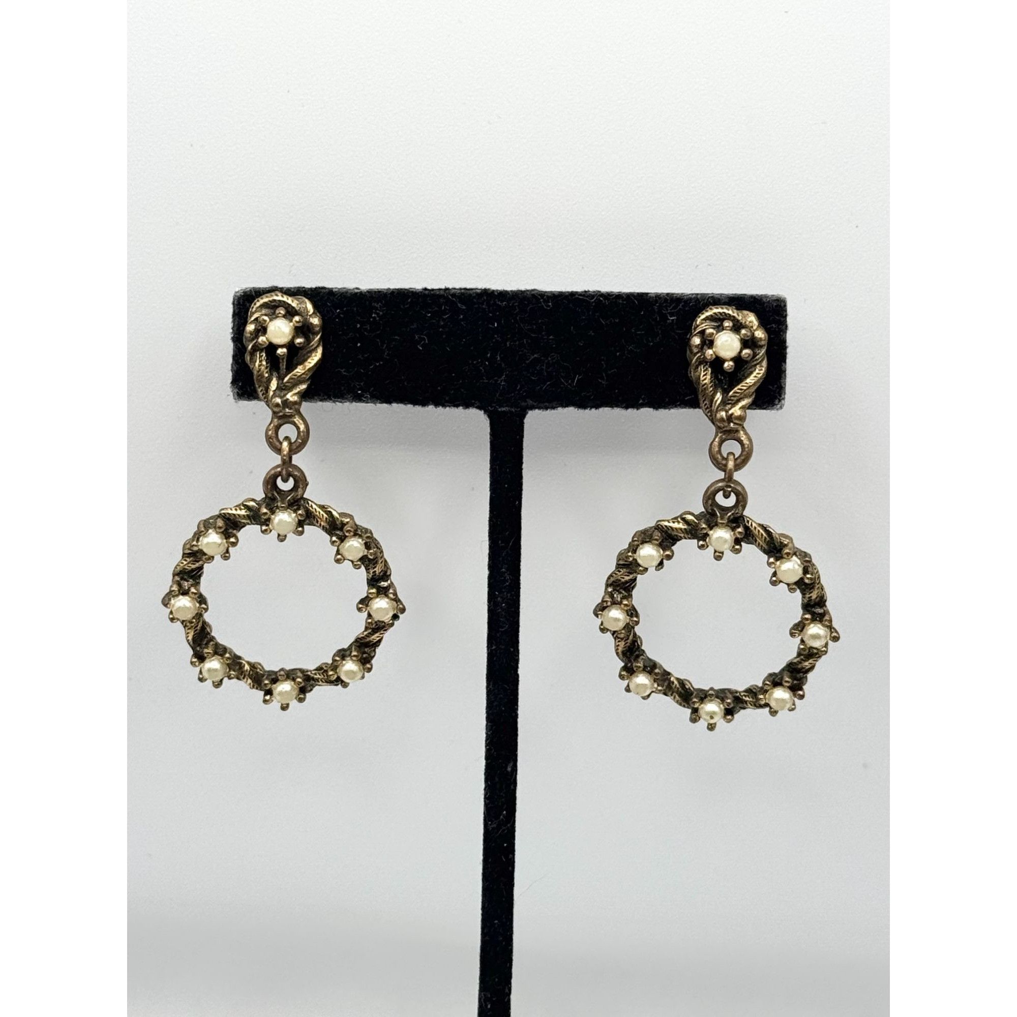 Vintage Vintage pearl dangle drop metal screw back earrings Size ONE SIZE - 2 Thumbnail