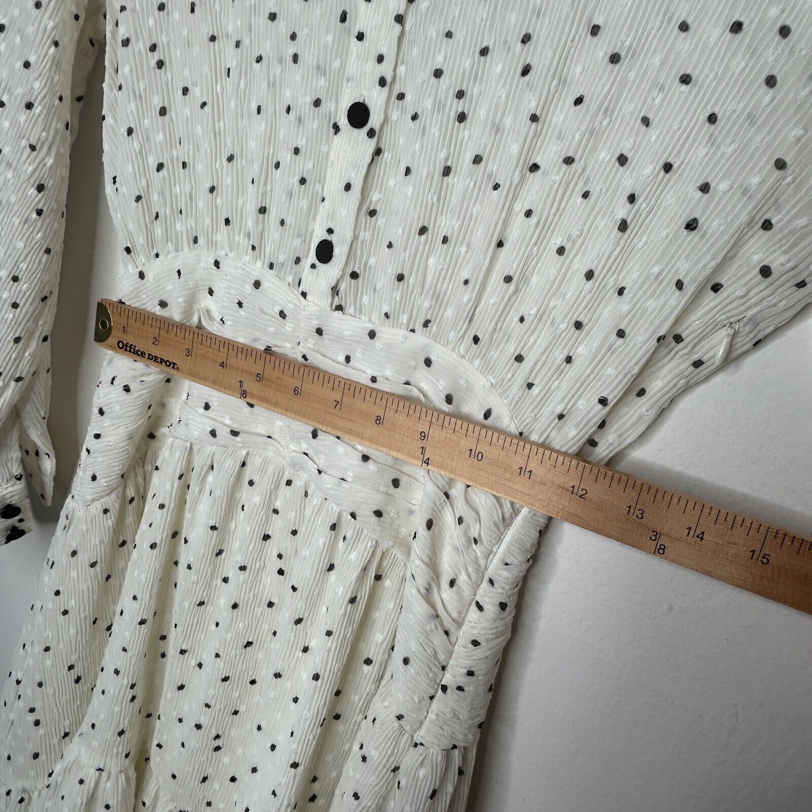 Zara Zara Dotted Swiss Long Sleeve 1/2 Button Ruffle Hem Dress Size XS / US 0-2 / IT 36-38 - 10 Thumbnail