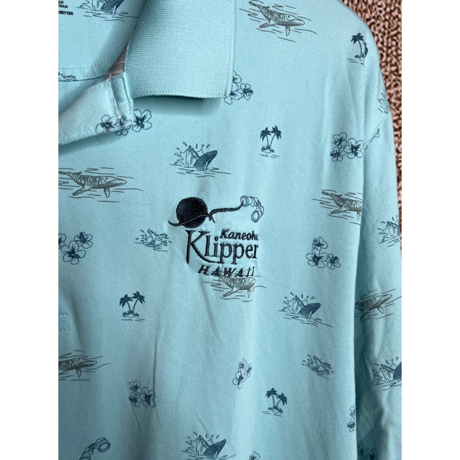 Puma Puma Polo Shirt Mens XL Blue Humpback Whale Allover Print Stretch Wicking Casual Shirt Size US XL / EU 56 / 4 - 2 Thumbnail