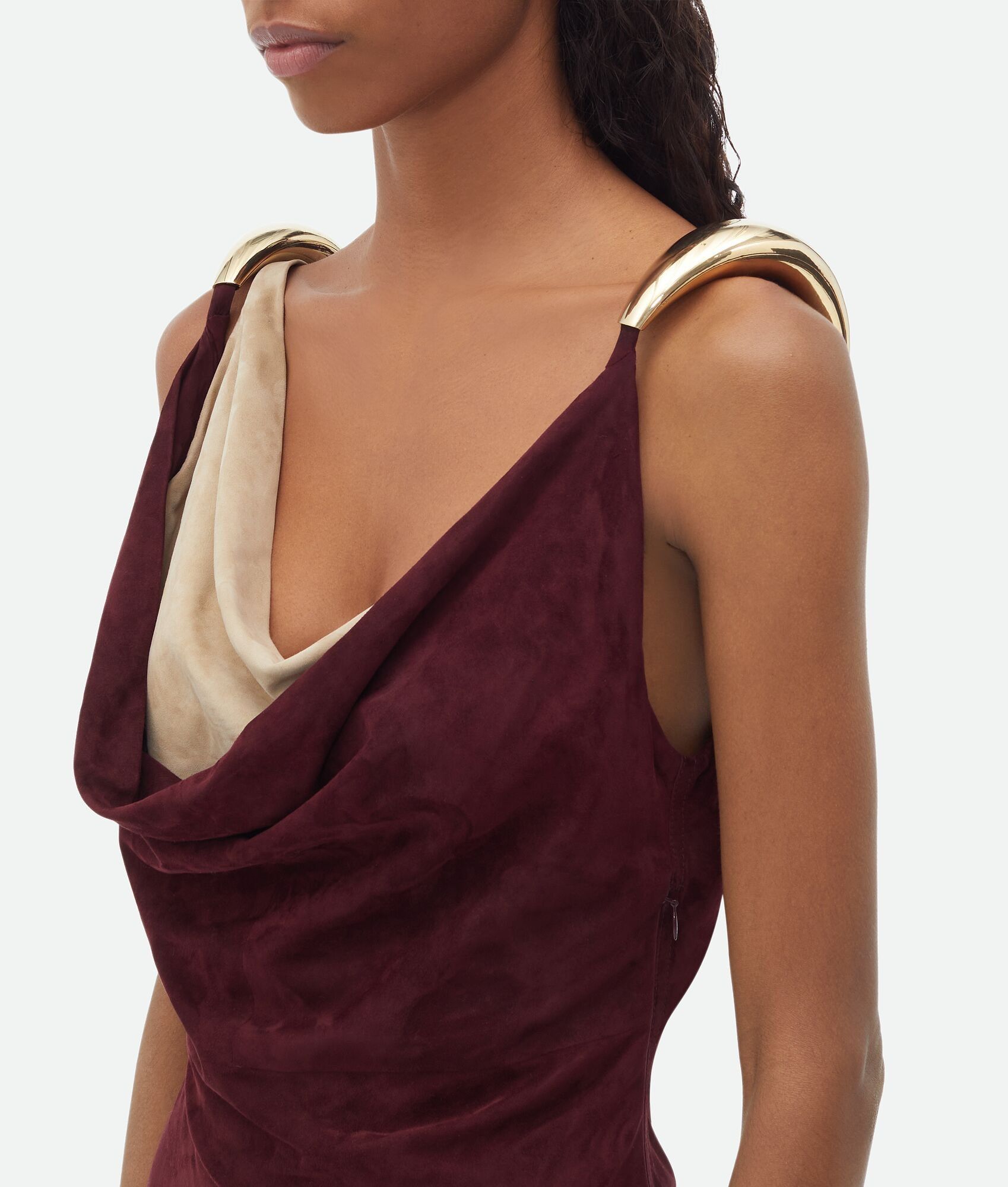 Bottega Veneta o1bcso1str0225 Fluid Suede Midi Dress With Metal Detail Size XS / US 0-2 / IT 36-38 - 4 Thumbnail