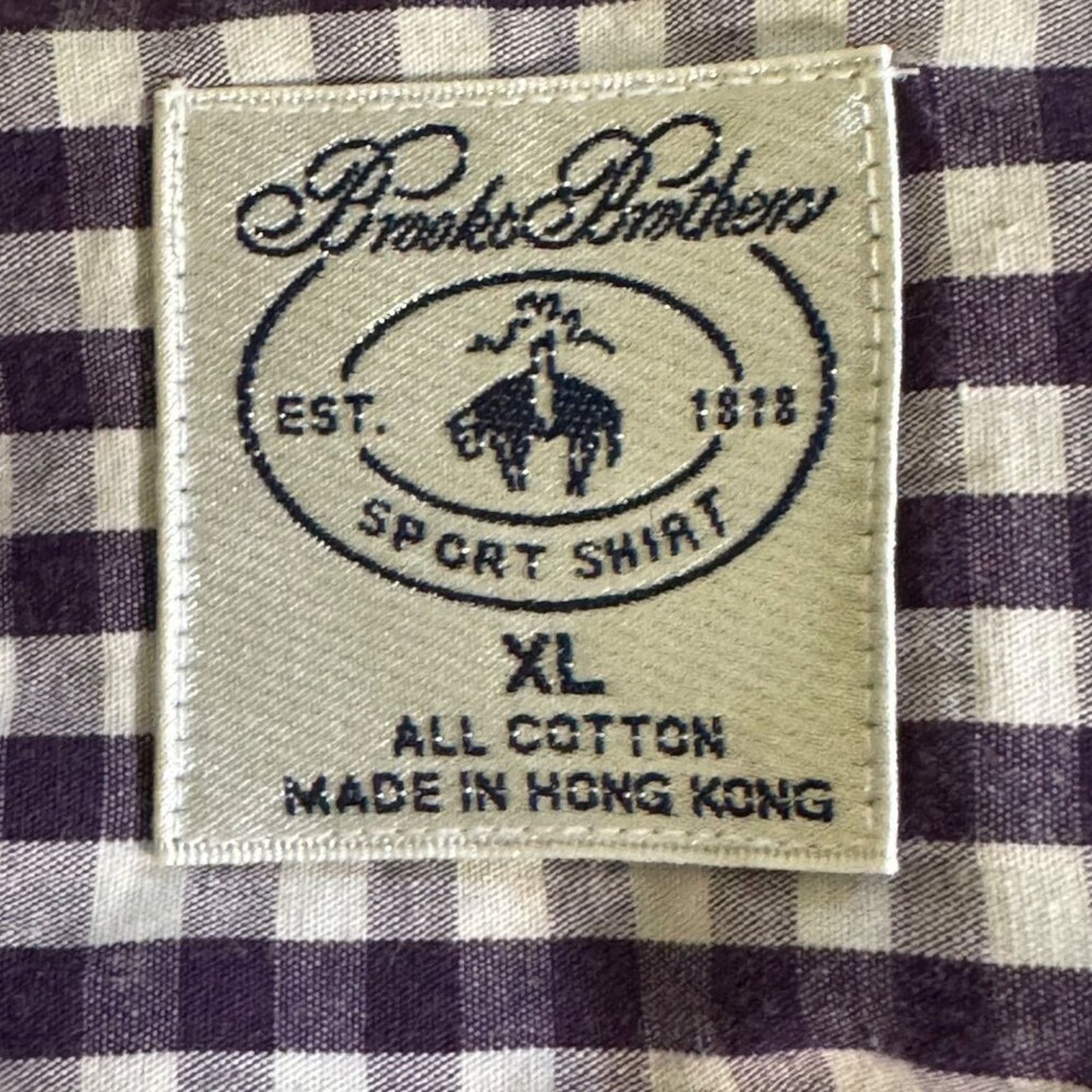 Brooks Brothers Brooks Brothers Men's XL Soft Buttoned Down Gingham Purple Size US XL / EU 56 / 4 - 6 Thumbnail