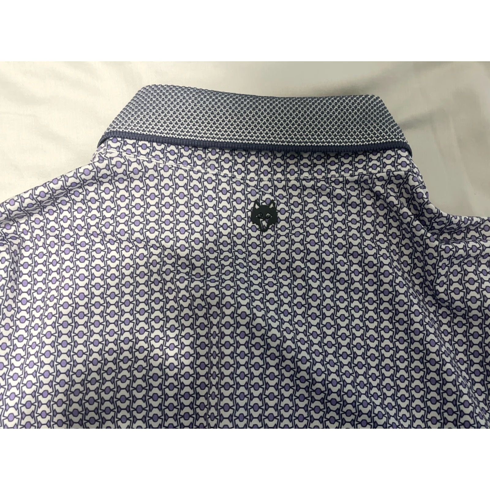 Vintage Greyson Polo Shirt M Mens Golf Greyson Purple White Geometric Print Performance Polo Short Sleeve Collared Regular Fit Polyester Spandex Size US M / EU 48-50 / 2 - 6 Thumbnail