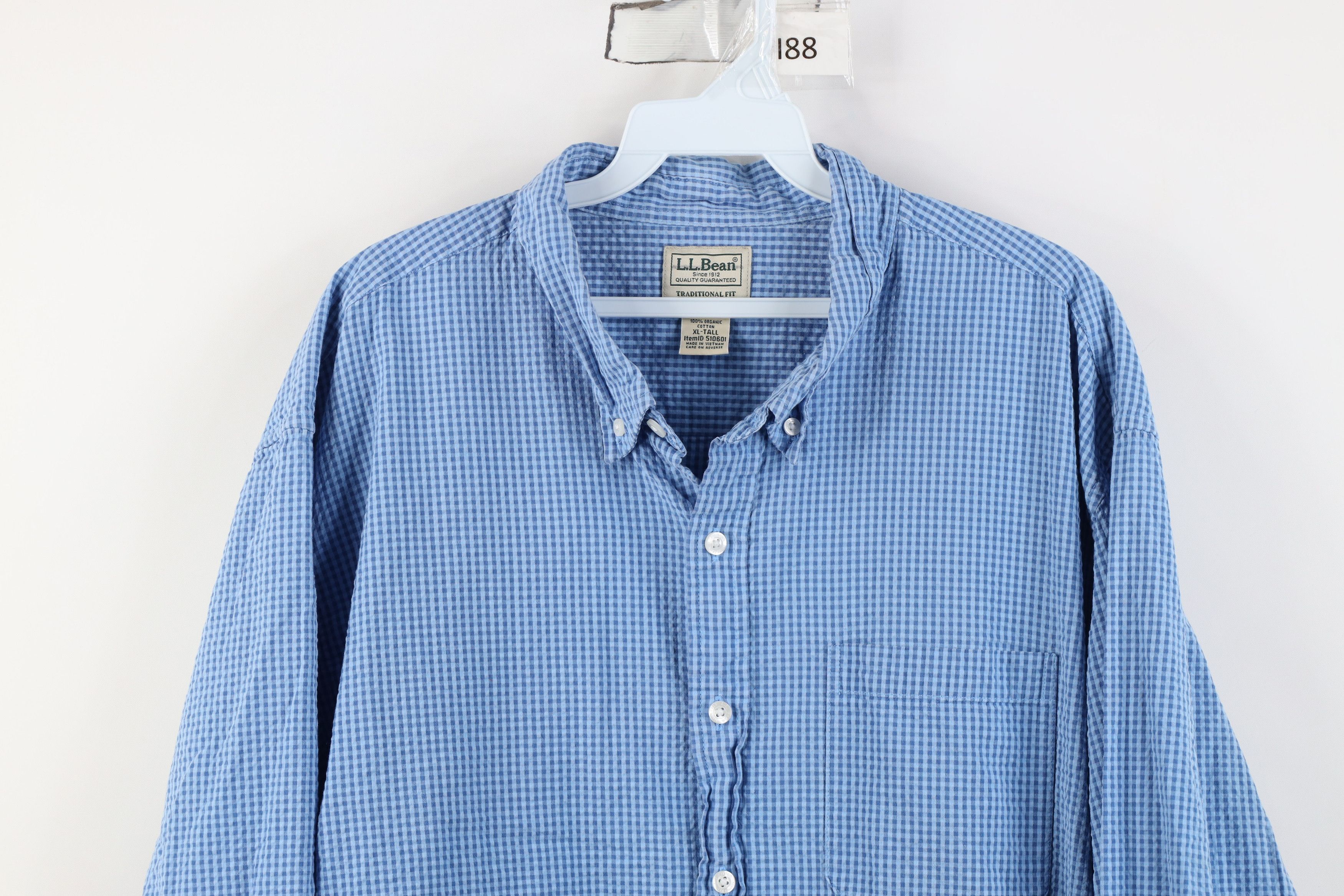 L.L. Bean Vintage LL Bean Collared Button Down Shirt Blue Plaid Size US XL / EU 56 / 4 - 2 Thumbnail