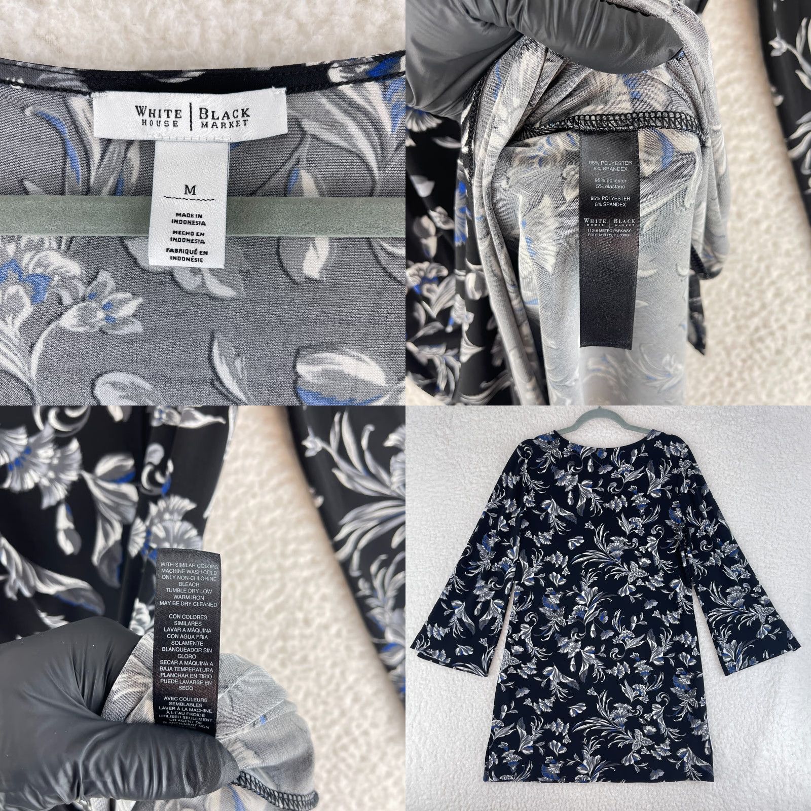 White House Black Market White House Black Market Dress Womens Medium 3/4 Sleeve Black Floral Print Size M / US 6-8 / IT 42-44 - 8 Thumbnail