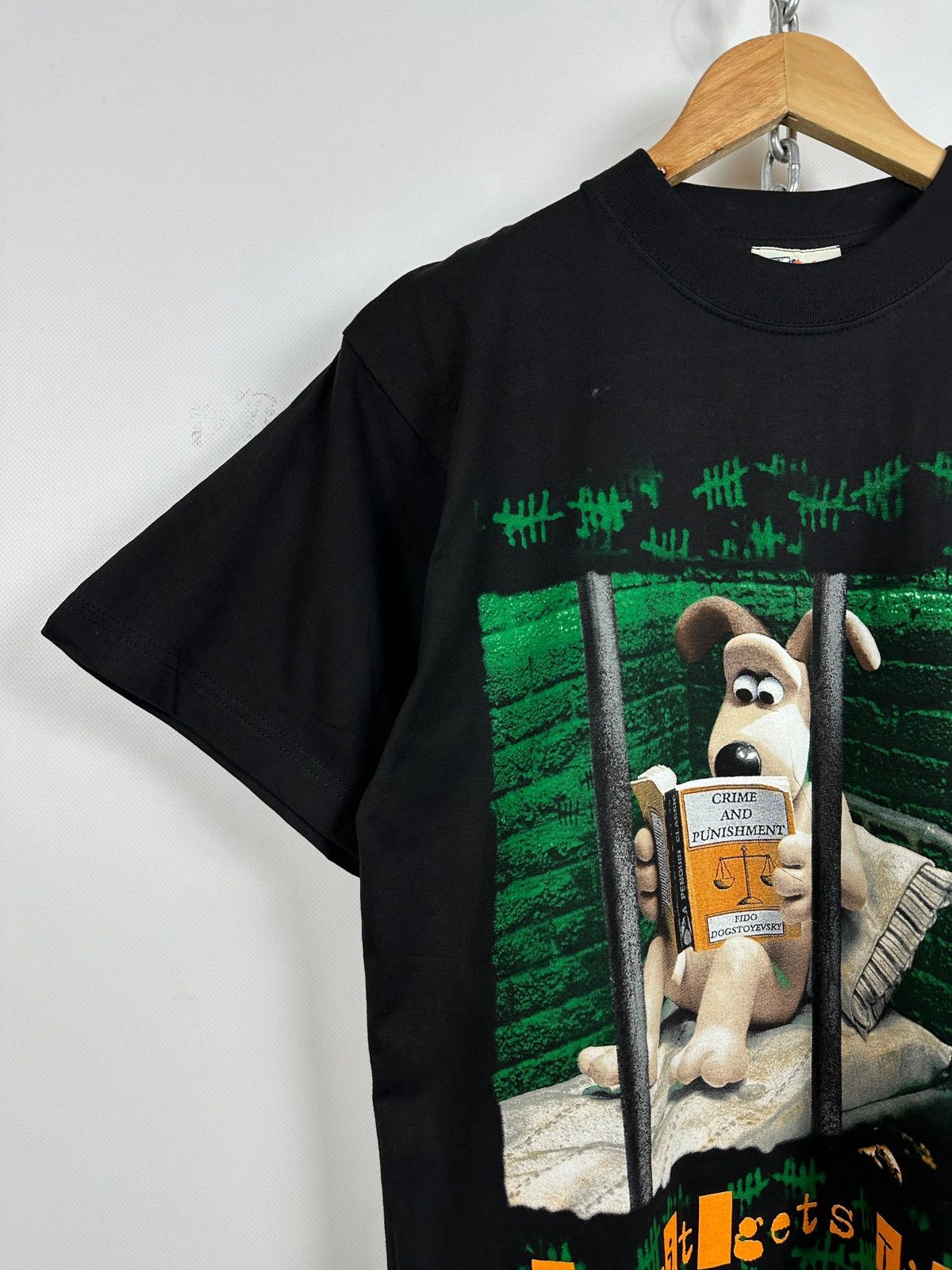 Cartoon Network 1989 Vintage Wallace & Gromit Gets Life Black T-Shirt Size US M / EU 48-50 / 2 - 6 Thumbnail