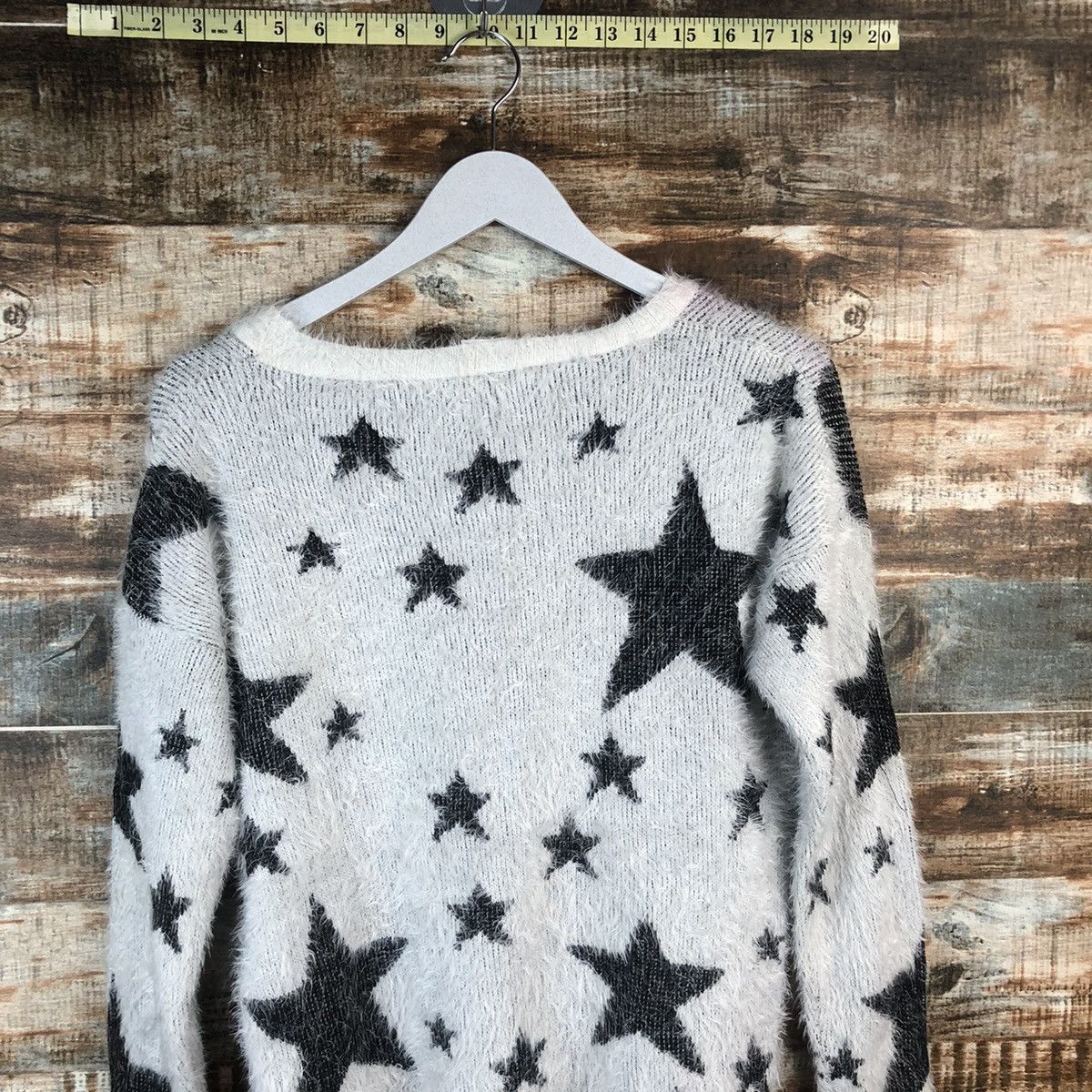 Japanese Brand DL Culots Star White Mohair fur shag Knitwear #C367 Size M / US 6-8 / IT 42-44 - 14 Thumbnail