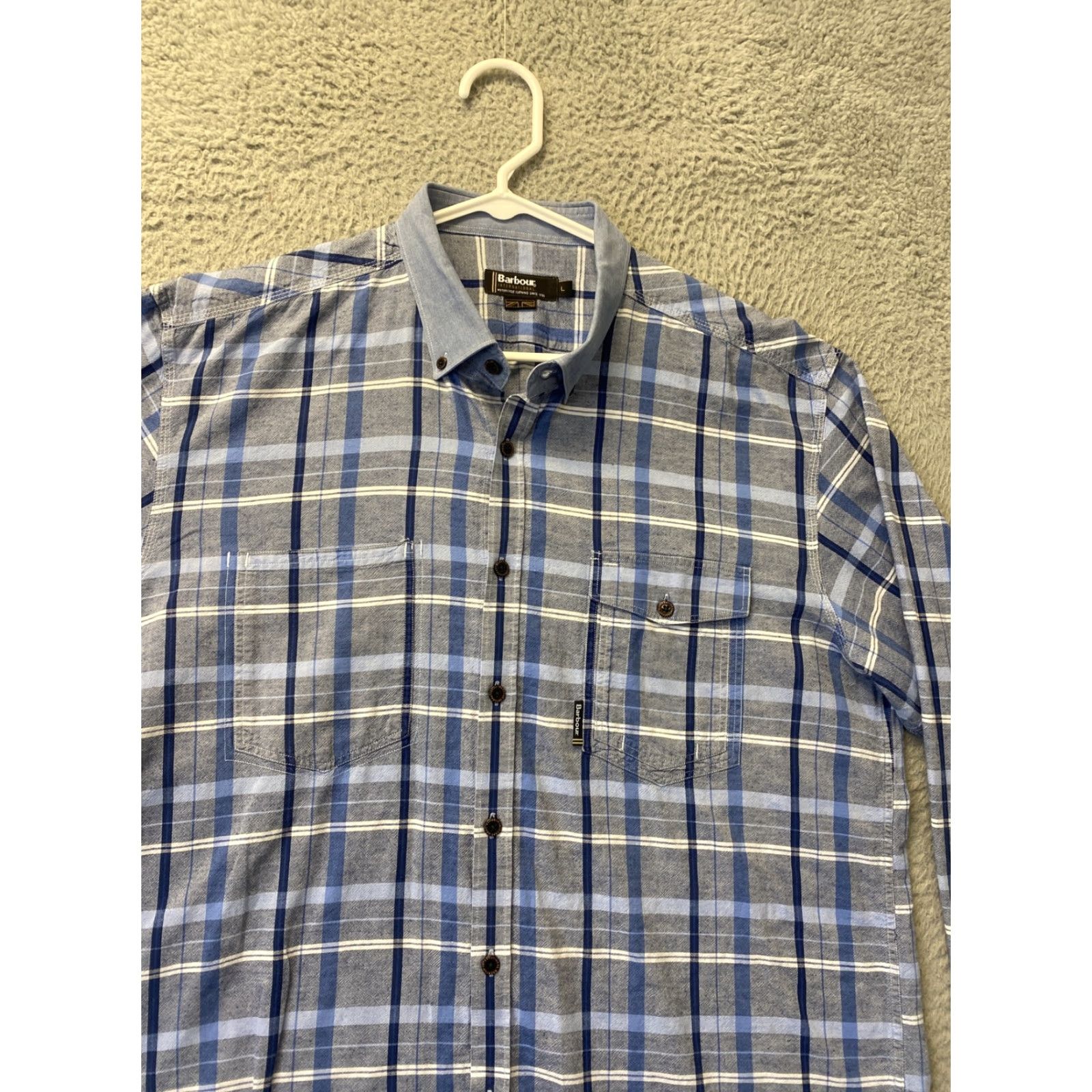 Barbour Barbour Shirt Mens Large Blue Plaid Cotton Button Up Long Sleeve/ 109-11 Size US L / EU 52-54 / 3 - 2 Thumbnail