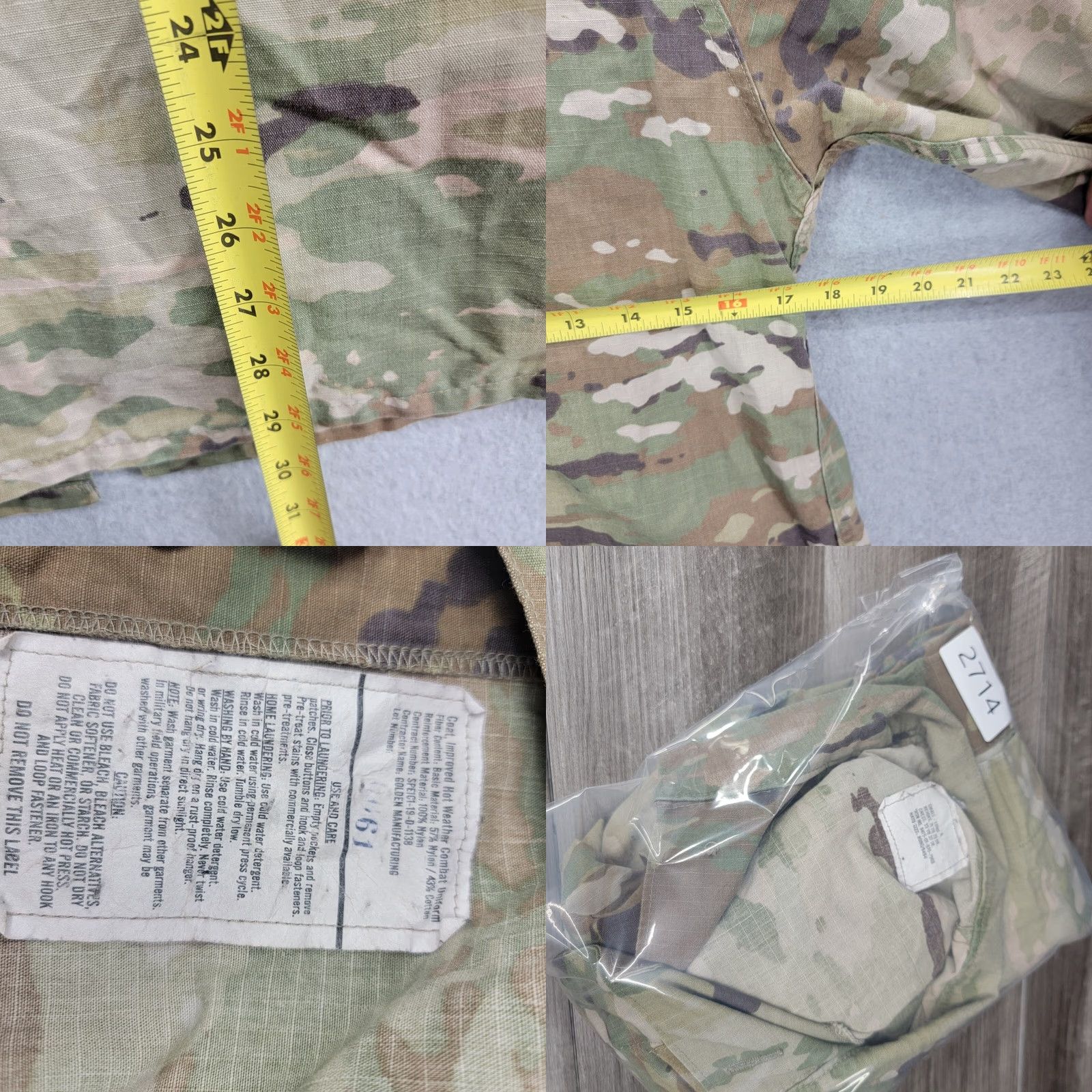 Vintage US Army Camouflage Button Up Shirt Perimeter Insect Guard Men's Small Long Shirt Size US S / EU 44-46 / 1 - 8 Thumbnail