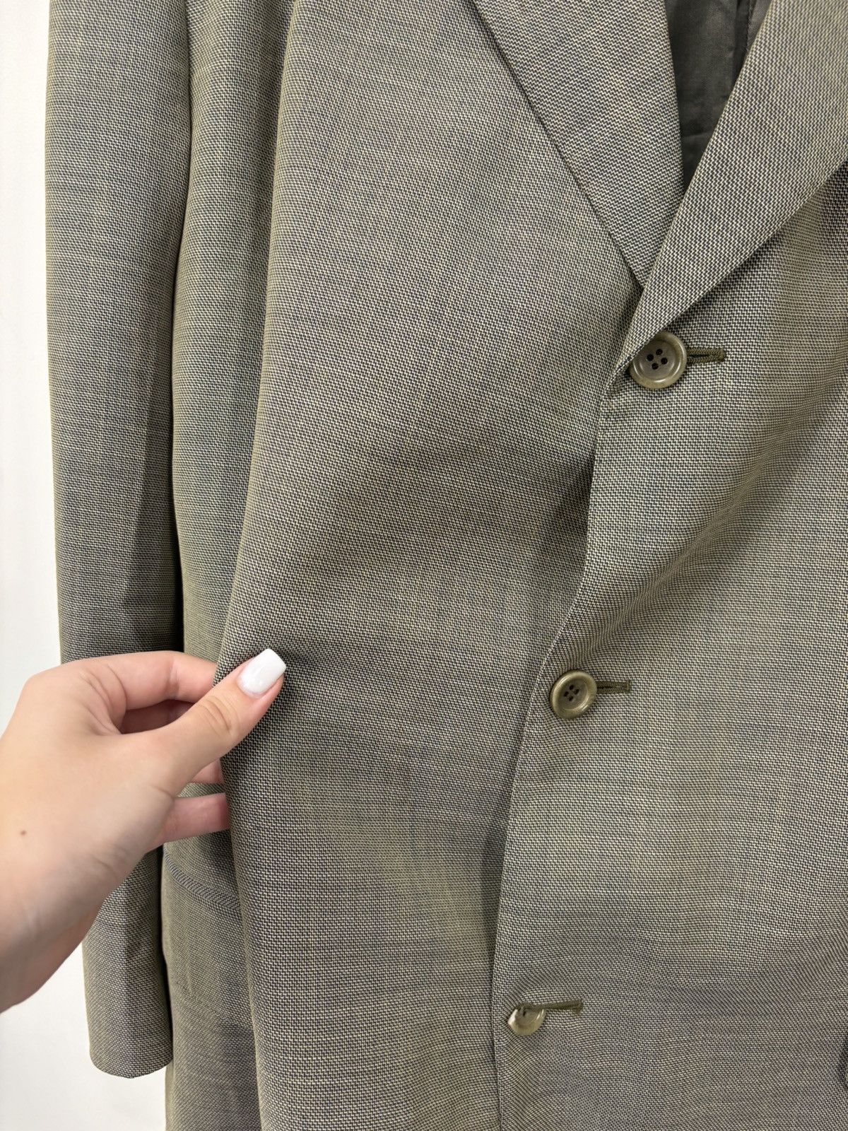 Canali Canali Proposta Olive Green Houndstooth Wool Blazer Jacket Size 48R - 11 Thumbnail
