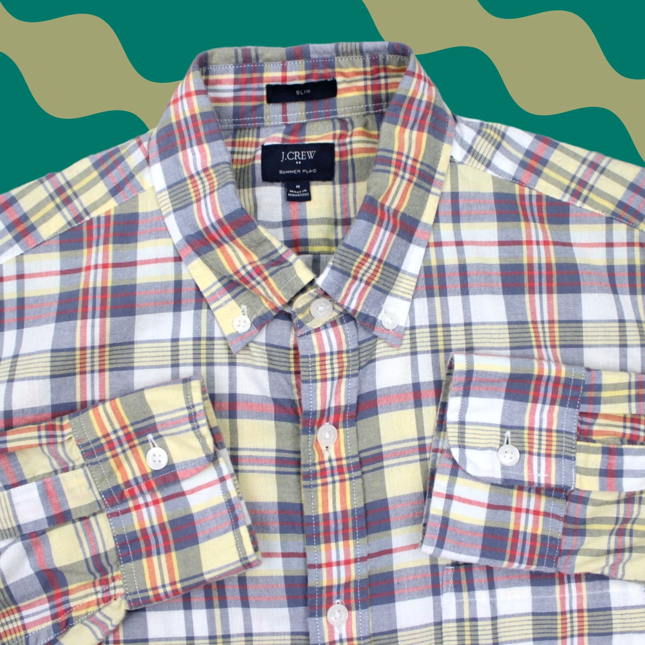 J.Crew J.CREW Slim Fit Plaid Shirt Mens Medium Red Blue Yellow Button-Down L/S Cotton Shirt Size US M / EU 48-50 / 2 - 1 Thumbnail
