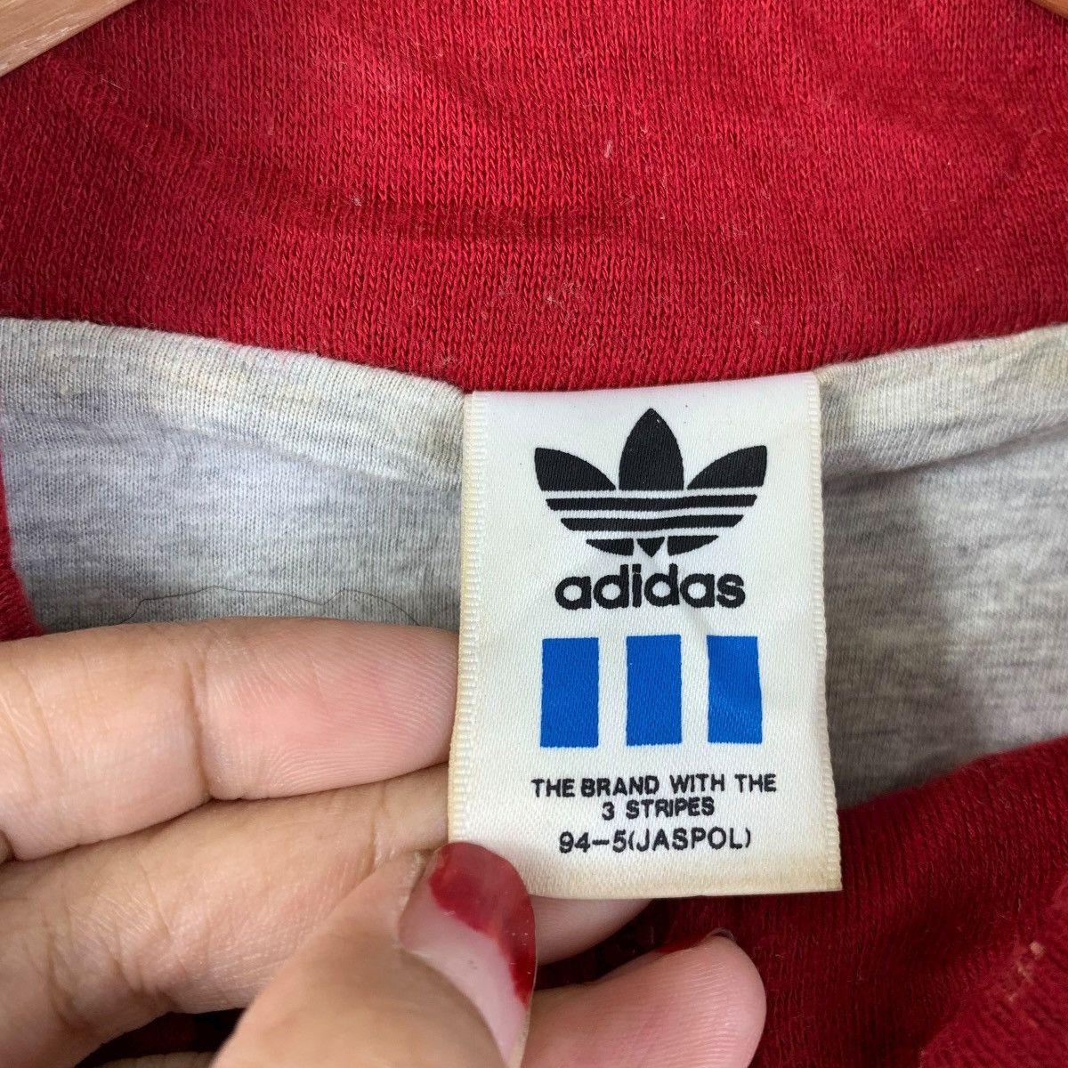 Adidas Vintage 90s Adidas Trefoil Half-Zip Sweatshirt Red White Size US M / EU 48-50 / 2 - 3 Thumbnail