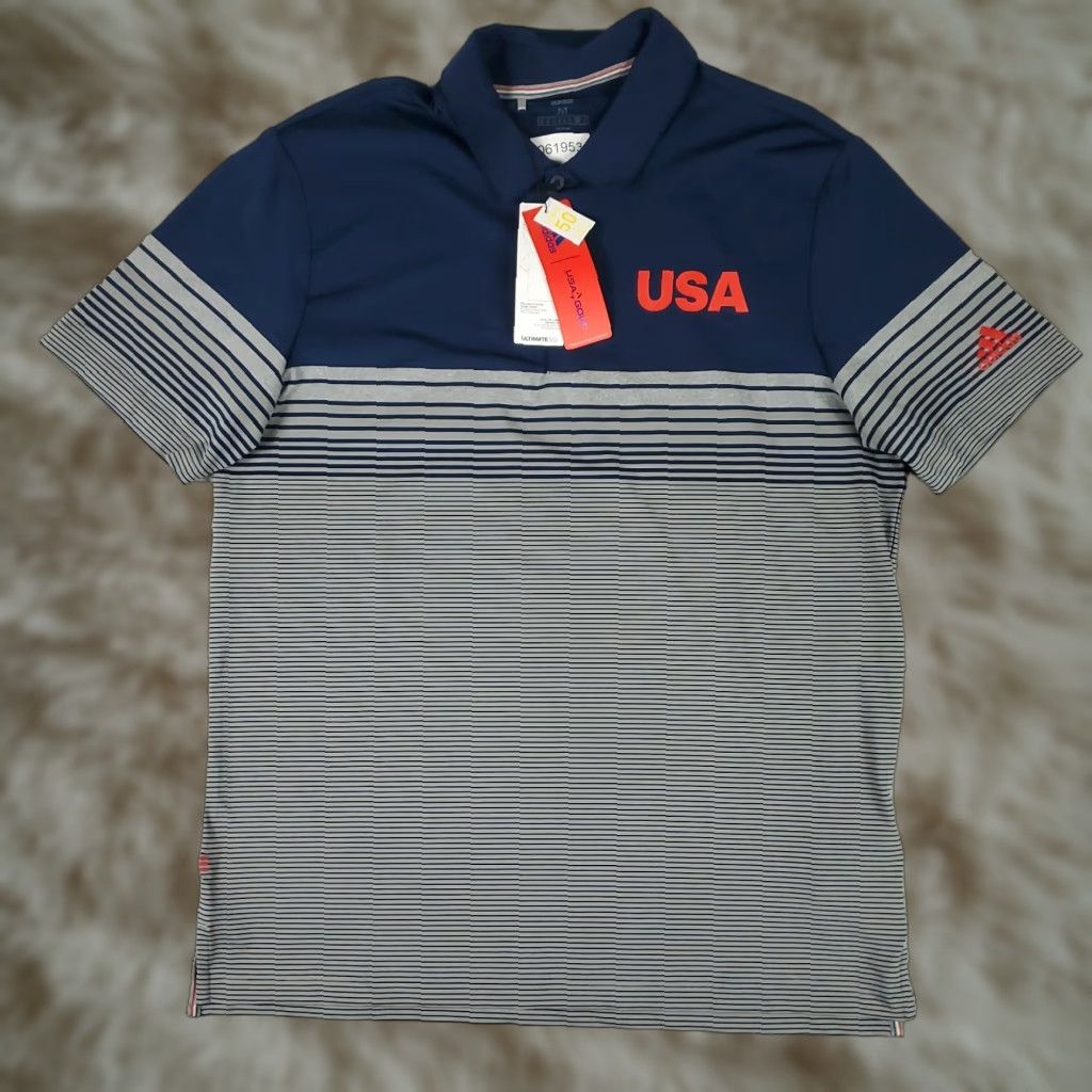 Adidas Adidas Polo Shirt Mens M Blue Striped Golf Casual Short Sleeve Shirt Size US M / EU 48-50 / 2 - 1 Thumbnail