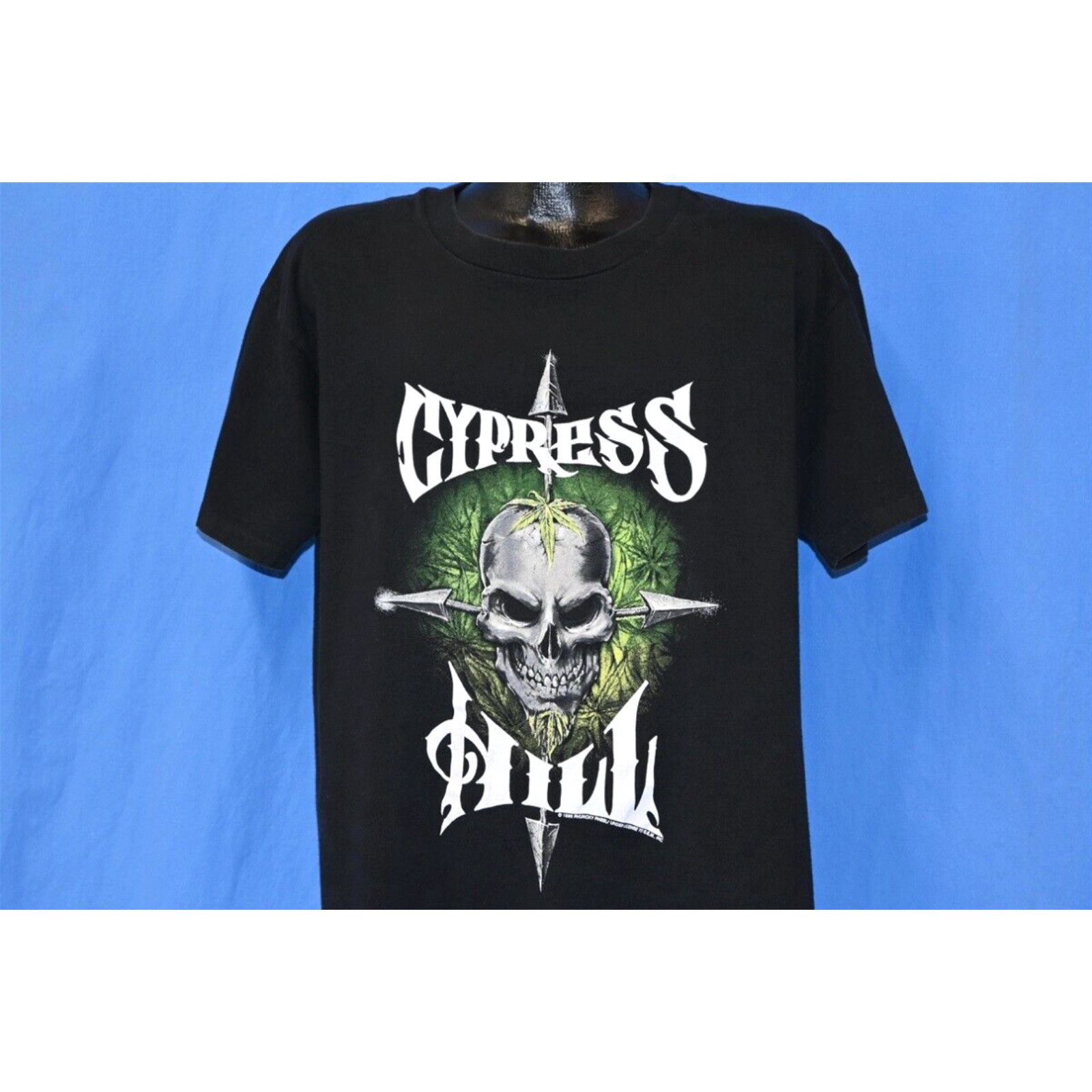 image of Vintage 90's Cypress Hill Rap Tee Hip Hop 1995 Tour Skull Weed Concert T-Shirt XL in White, Men's