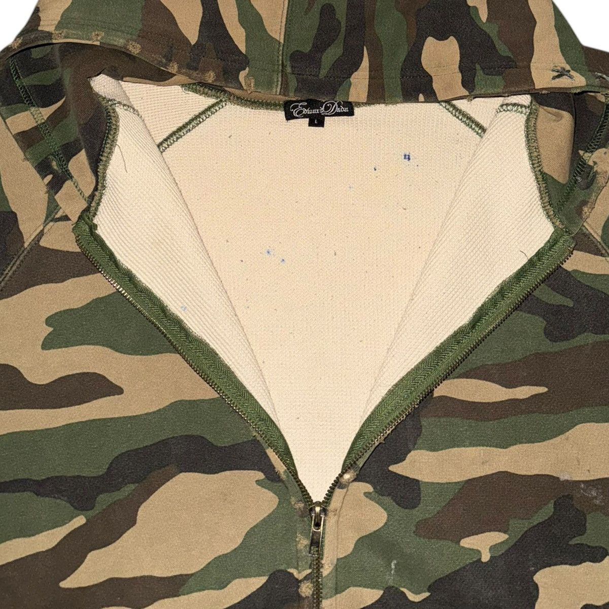 Dragonfly 1990s Archive Gothic/Emo Waffle Lined Camo Zip Up Hoodie Size US XL / EU 56 / 4 - 14 Thumbnail