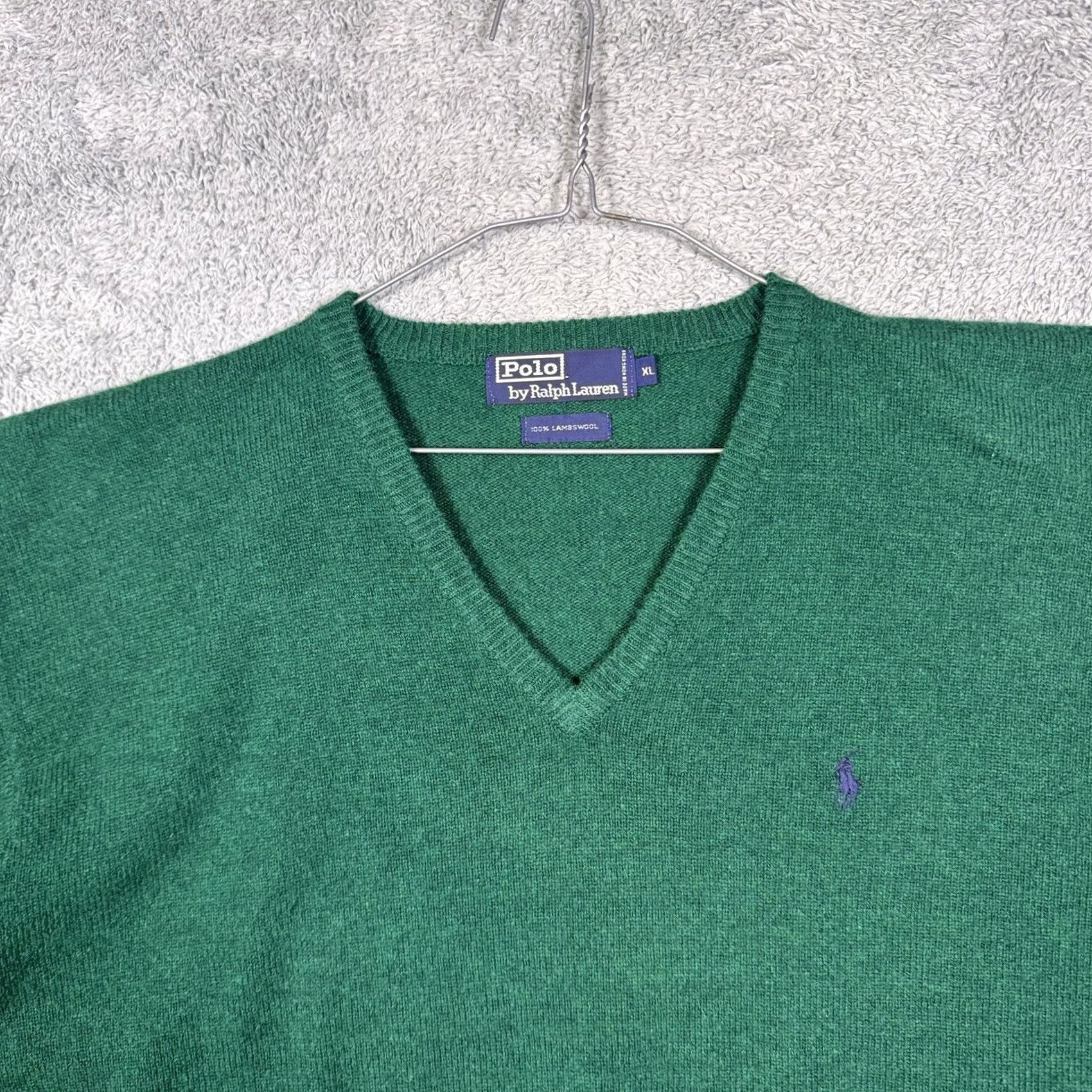 Polo Ralph Lauren VINTAGE Polo Ralph Lauren Sweater Mens XL Wool Lambswool V-Neck Green Pony 90s Pullover Knit Regular Logo 100% Authenticity Size US XL / EU 56 / 4 - 4 Thumbnail