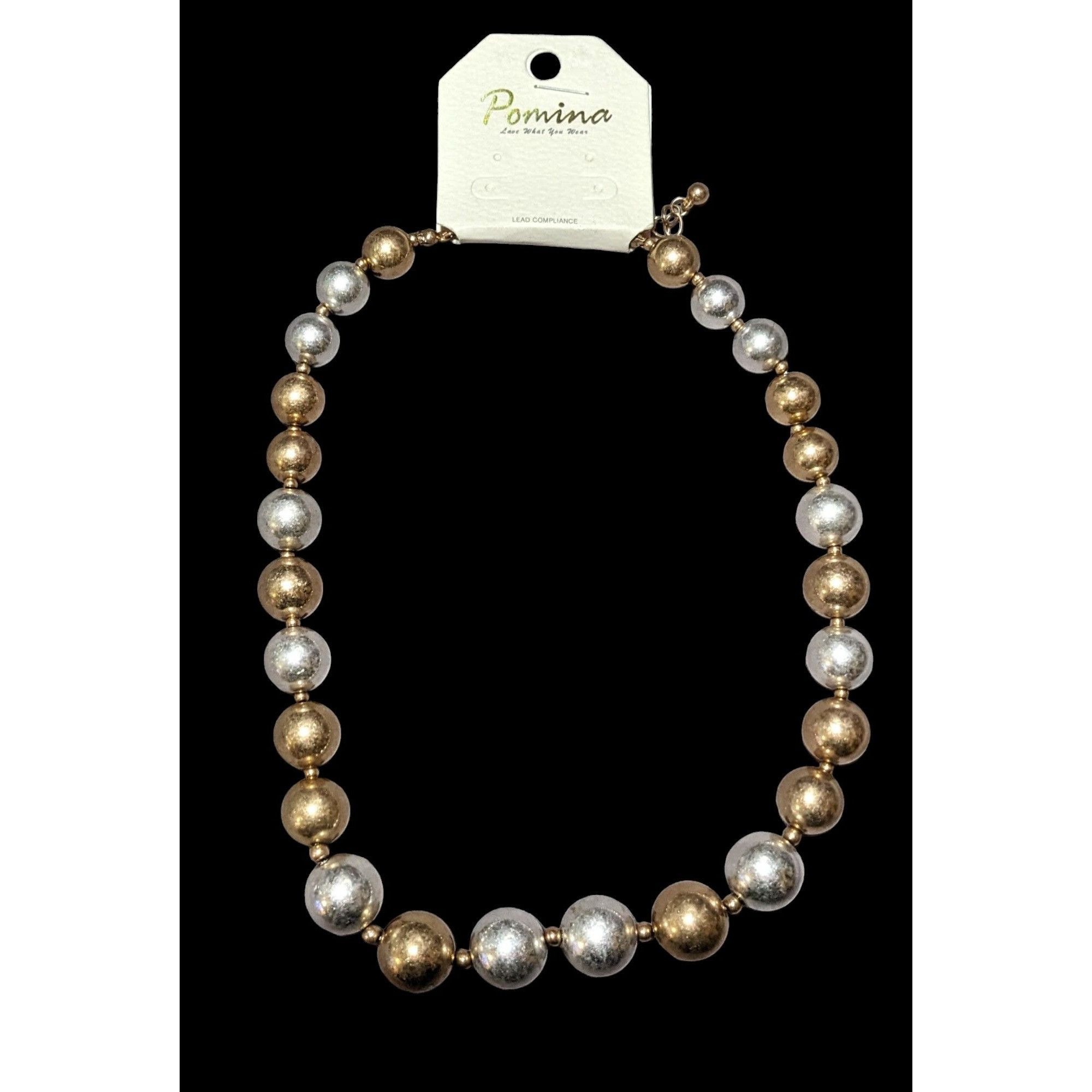 Other Pomina Silver And Gold Metallic Beaded Necklace Size ONE SIZE - 1 Thumbnail