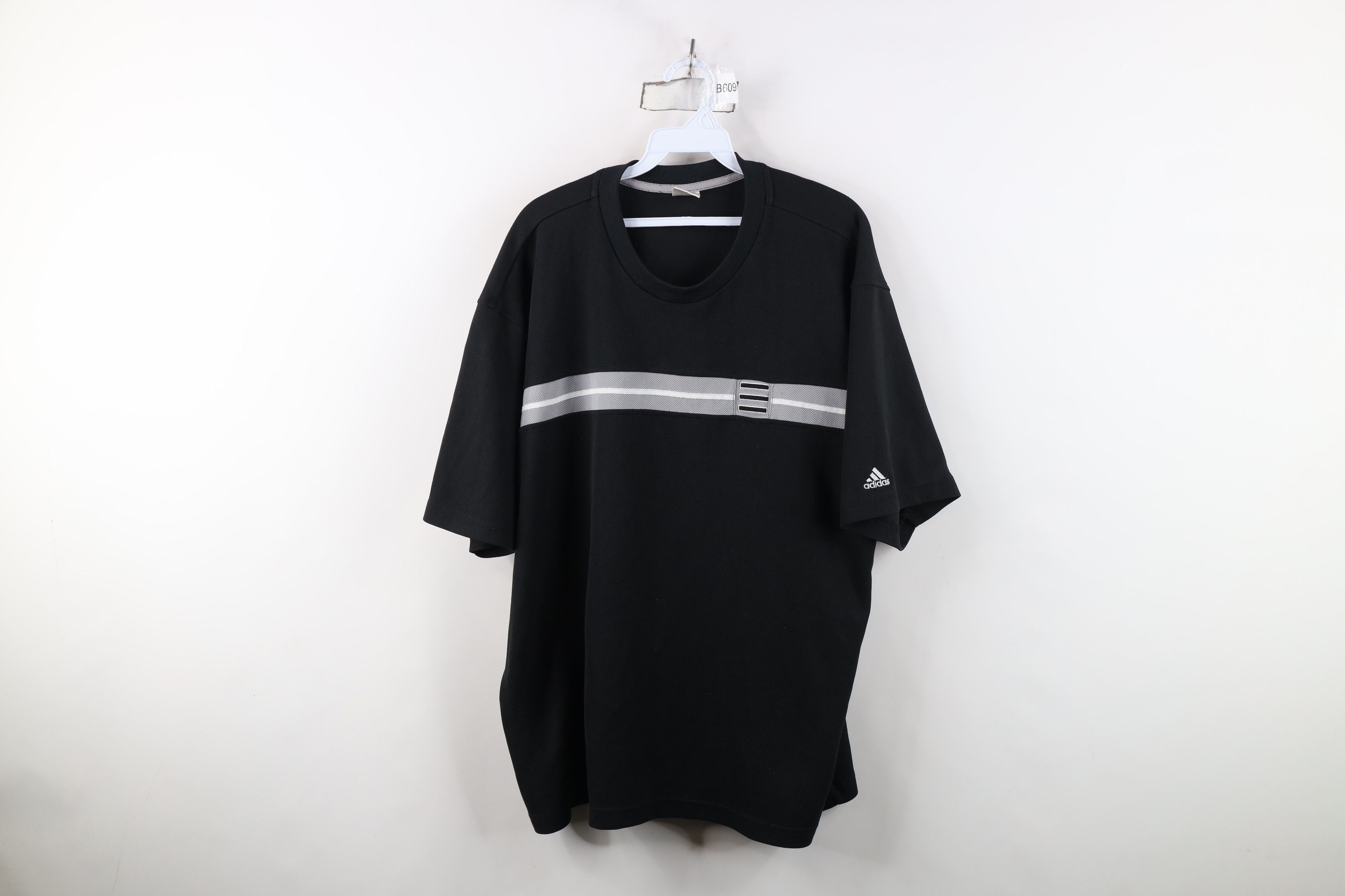 Vintage Y2K Adidas Striped Knit Short Sleeve T-Shirt Black