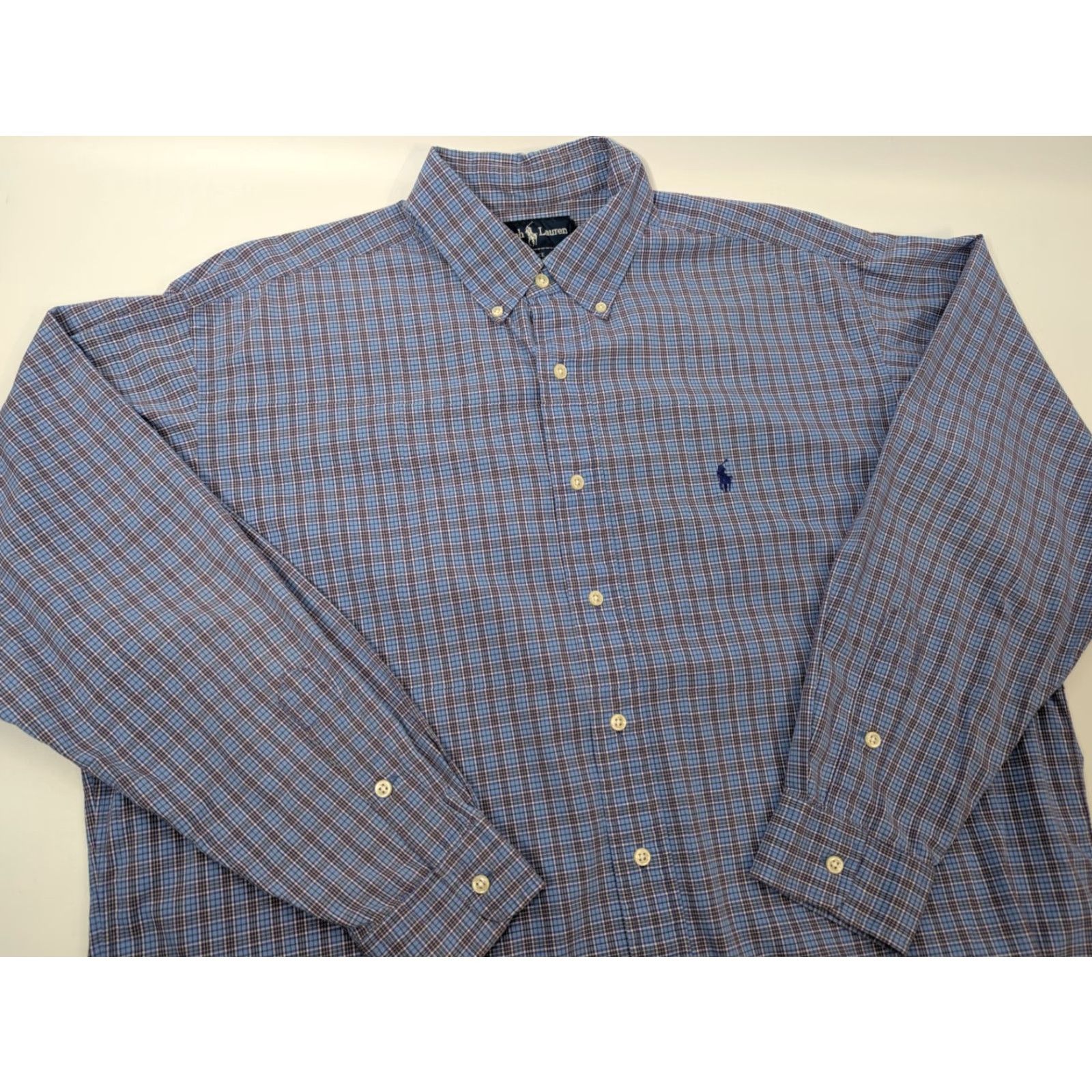 Ralph Lauren Ralph Lauren Blake Men's Large Long Sleeve Button-Down Shirt Plaid Blue Cotton Oxford / Breathable, Classic Fit, Regular, Button-Up, Collar Shirt Size US L / EU 52-54 / 3 - 2 Thumbnail
