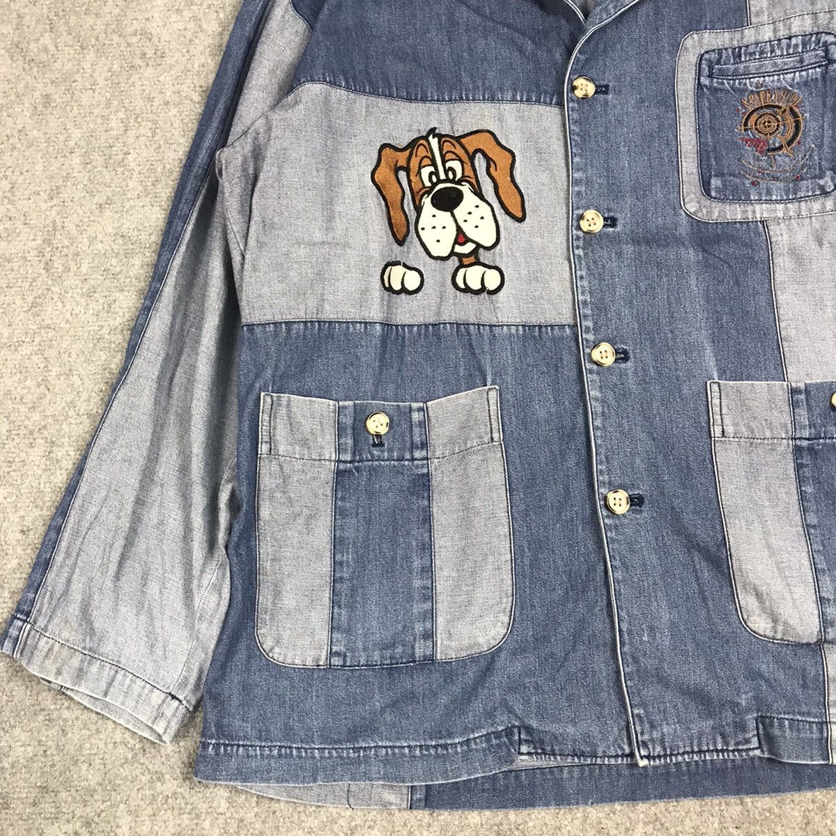 Japanese Brand DENIM JACKET BUTTON BONSKIP EMBROIDERY DOG PATCHWORK JACKET Size US M / EU 48-50 / 2 - 4 Thumbnail