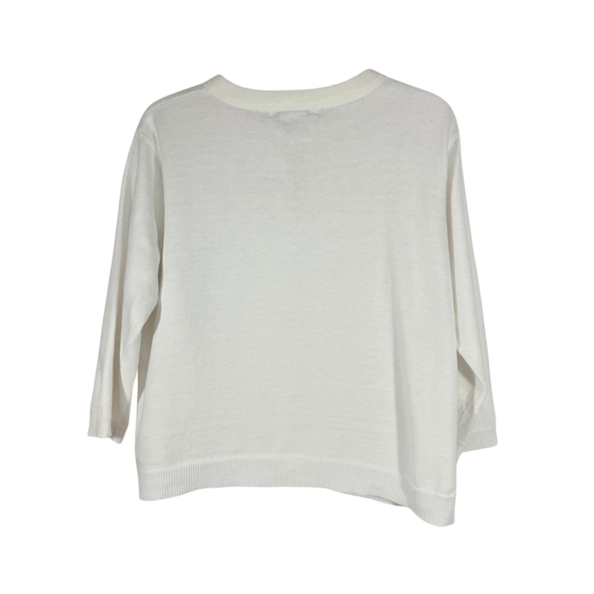 Vintage Vintage Victoria Jones Womens XL White Snap Front Knit Cardi Size XL / US 12-14 / IT 48-50 - 2 Thumbnail