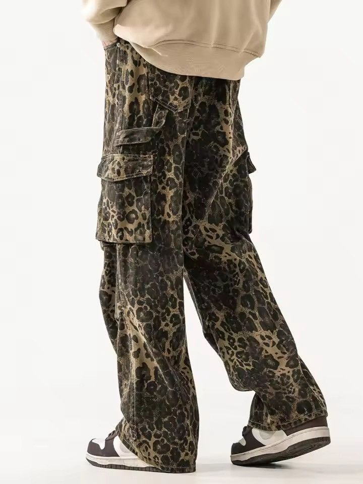 Japanese Brand Y2K Oversized Leopard Print Baggy Cargo Pants Size US 31 - 7 Thumbnail