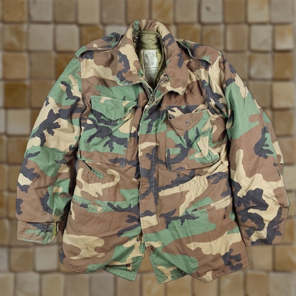 Vintage Military Coat M65 Field Jacket Men's Size S Camouflage