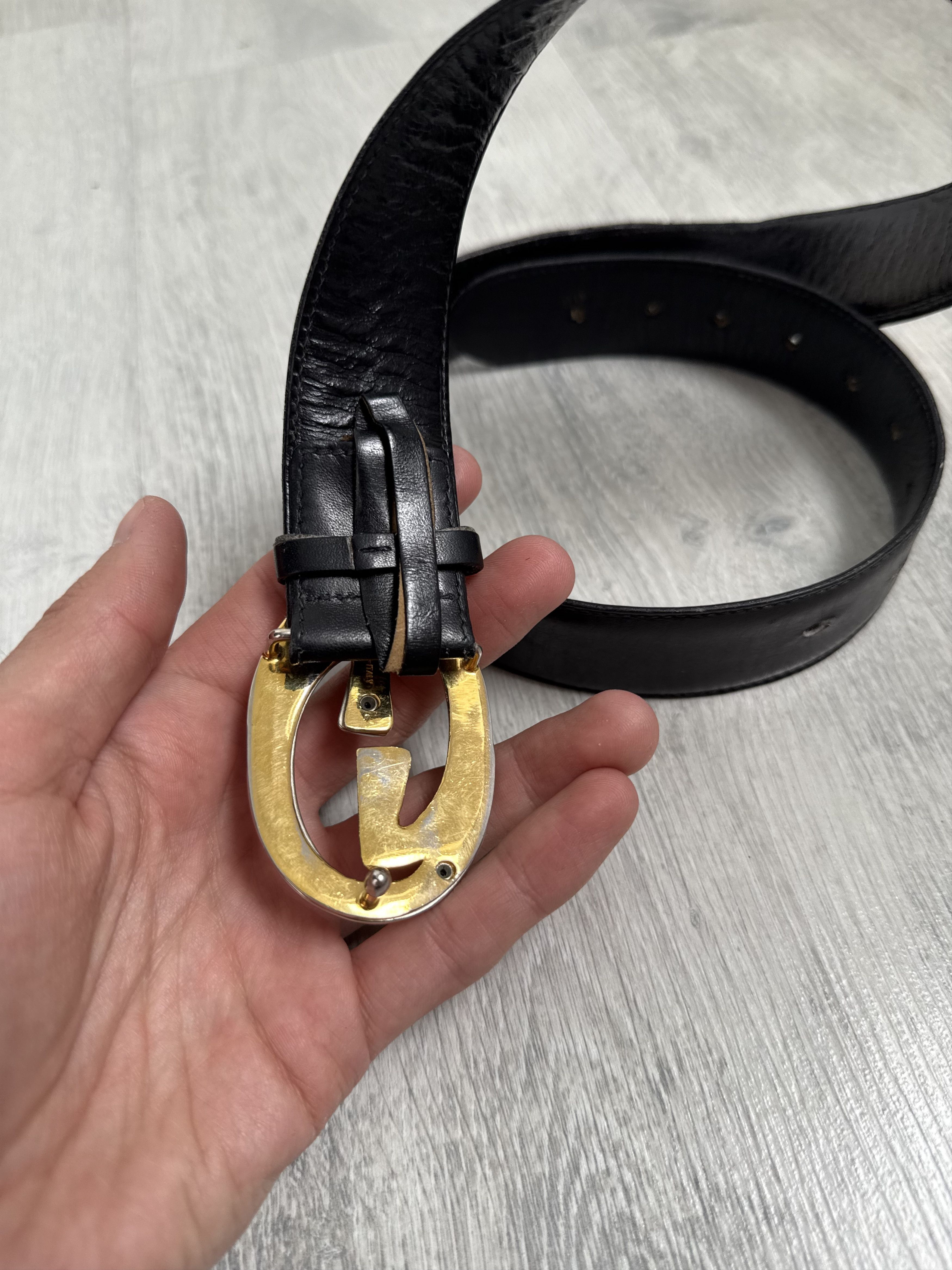 Gucci Vintage Gucci Interlocking GG Belt Black Leather Size ONE SIZE - 3 Thumbnail
