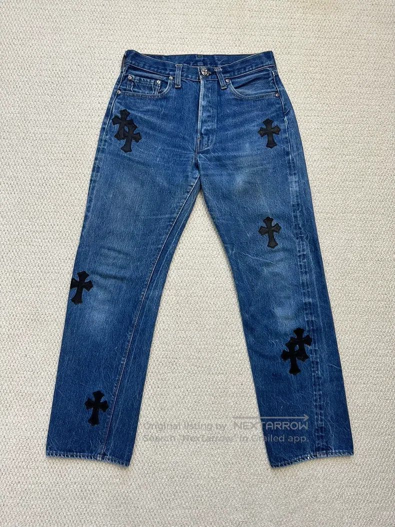 Chrome Hearts CHROME HEARTS 28 Vintage 80s Levis bottom cross leather jea Size 28" / US 6 / IT 42 - 1 Thumbnail