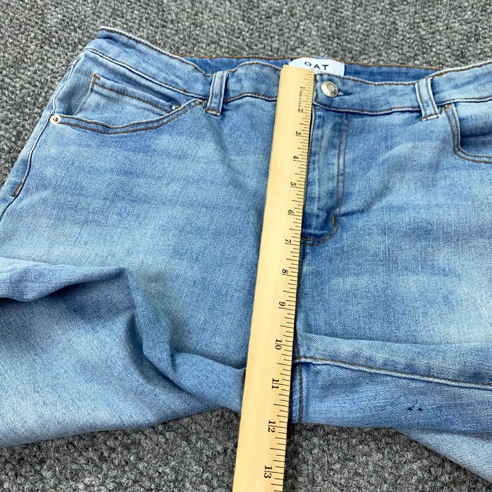 Vintage Oat New York Jeans Womens Size 32 Blue Mid Rise Skinny Stretch Faded Light Wash Size 35" - 6 Thumbnail