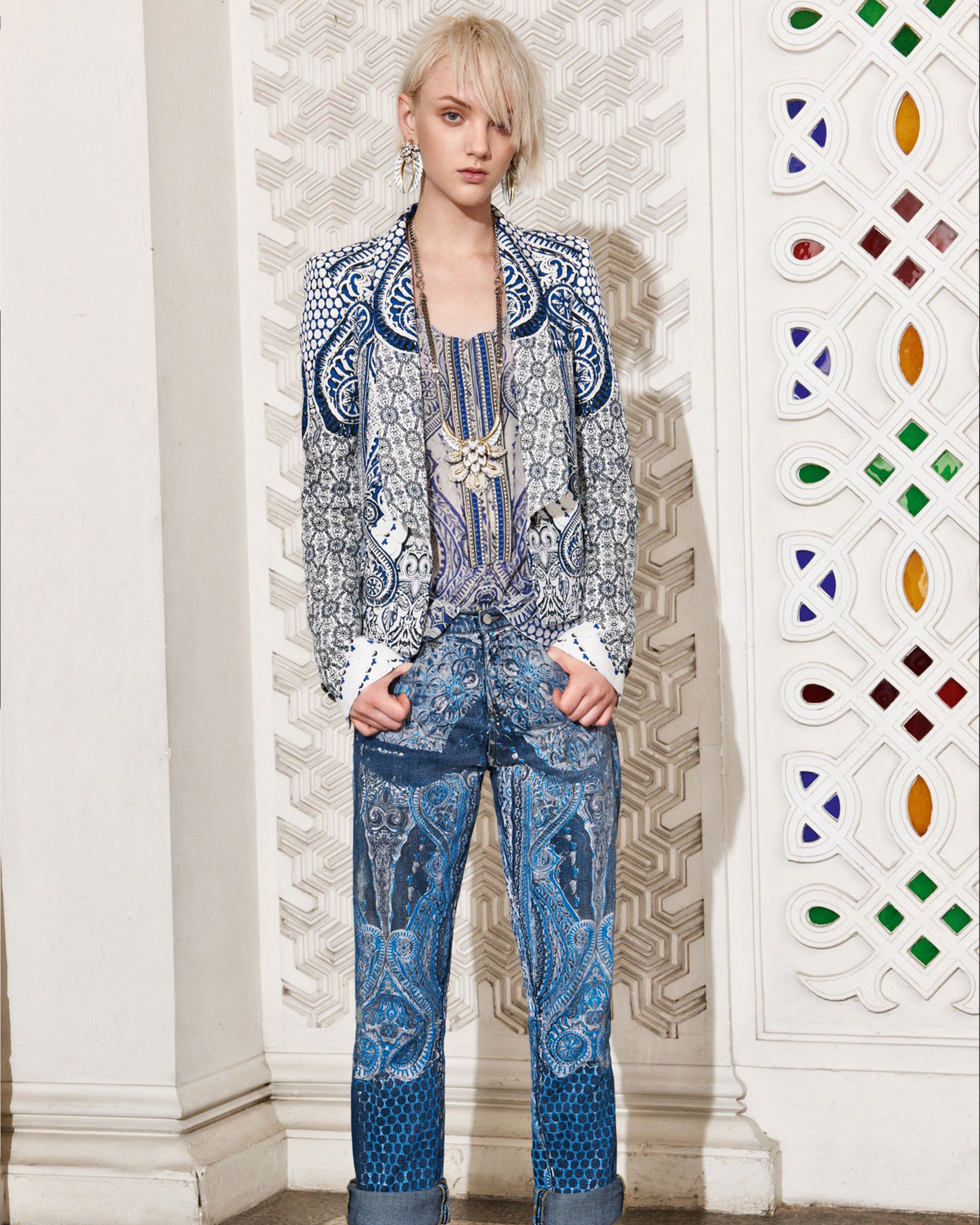 Roberto Cavalli Resort 2014 silk printed blazer Size S / US 4 / IT 40 - 2 Thumbnail
