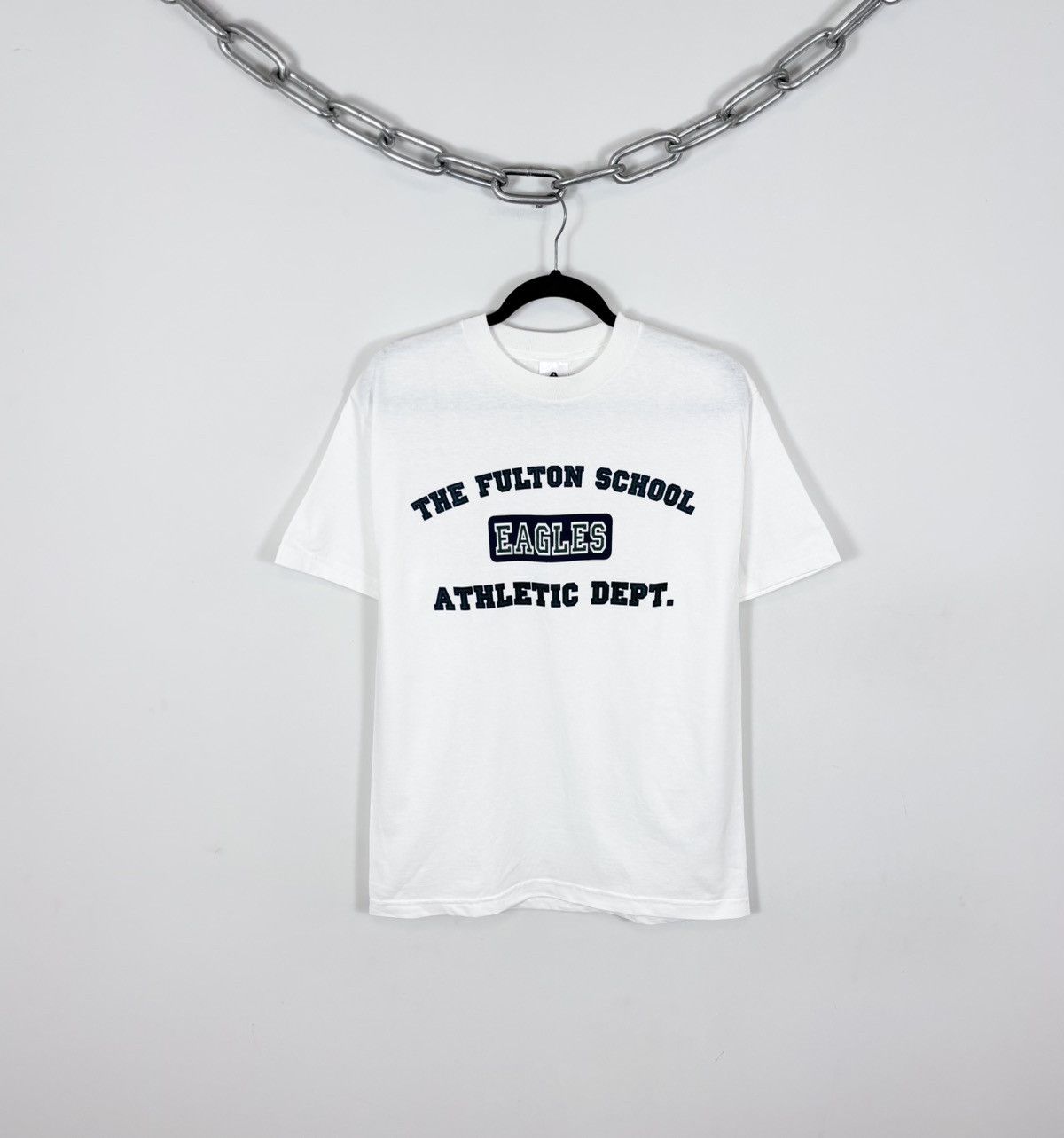 Vintage Vintage The Fulton School Eagles USA White Single Stitch Tee Size US M / EU 48-50 / 2 - 1 Thumbnail