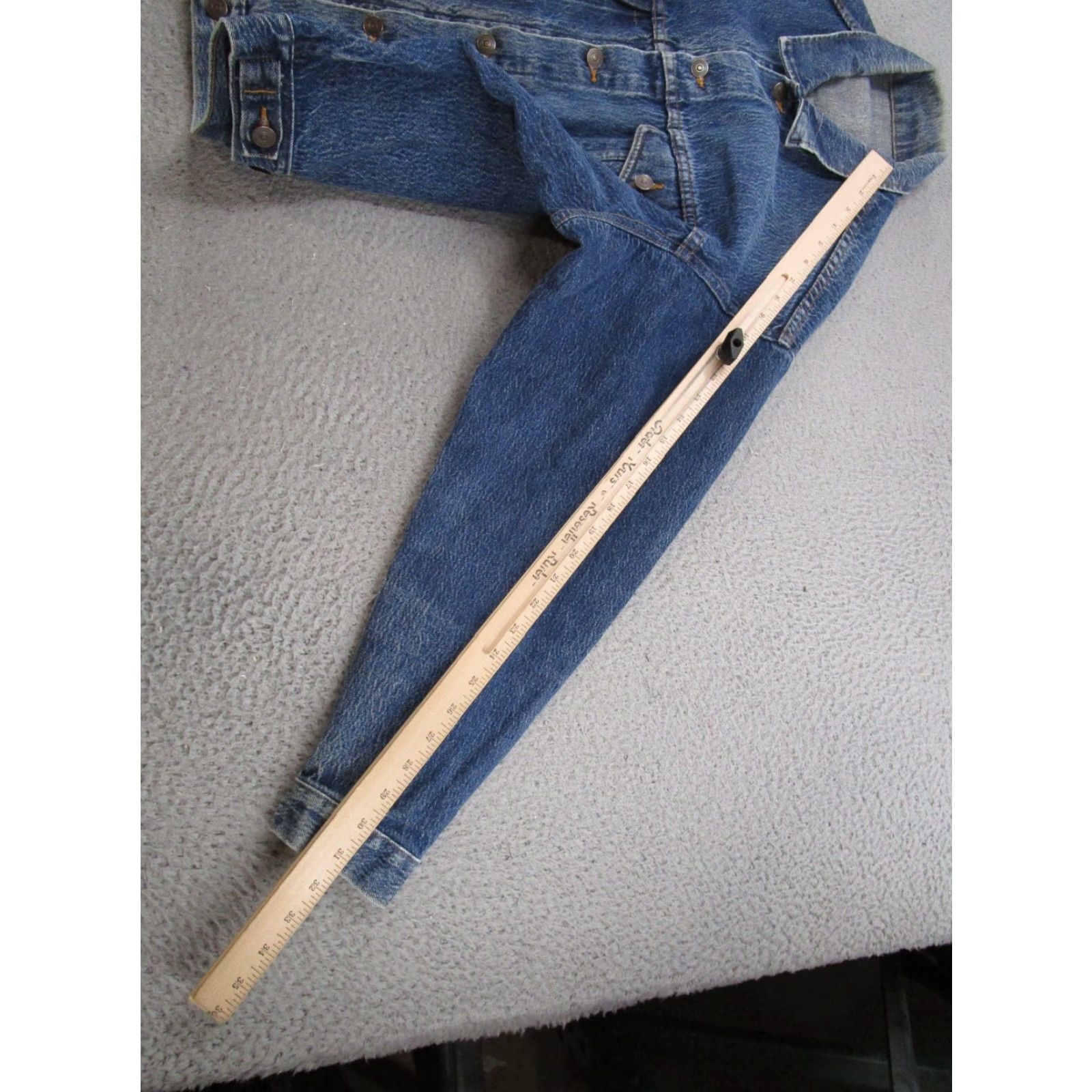 Denime VINTAGE Denim Jacket Medium Wash Chest 48 Button Up Trucker Unbranded Jean Size US 33 - 7 Thumbnail