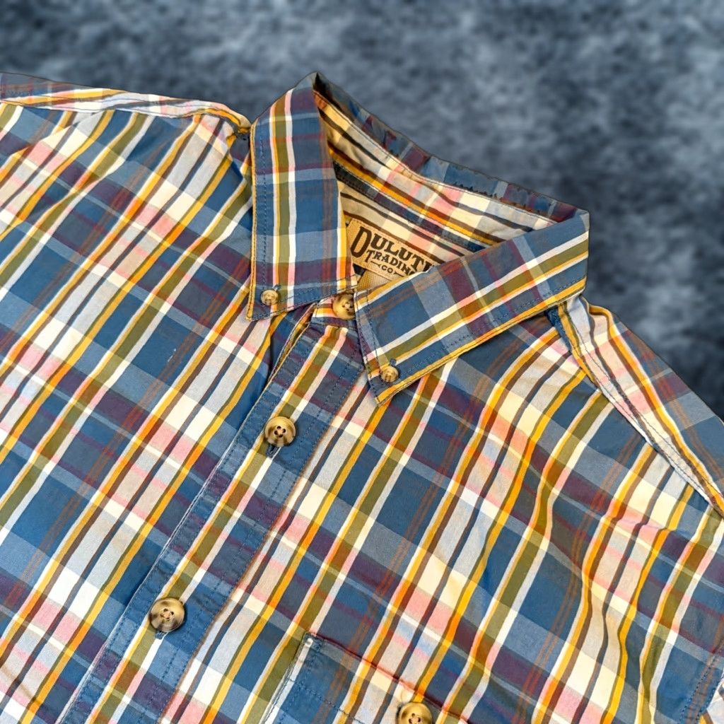 Duluth Trading Company Duluth Trading Co Plaid Button-Down Shirt Mens Large Blue Short Sleeve Cotton Shirt Size US L / EU 52-54 / 3 - 1 Thumbnail