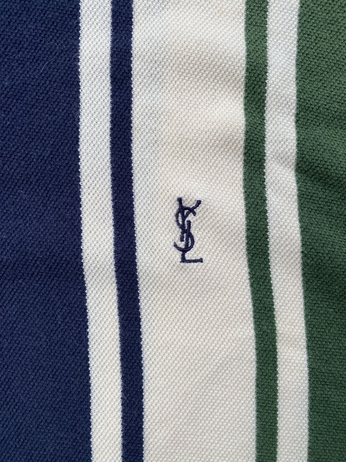 Vintage × Yves Saint Laurent Vintage Striped Navy White Polo T-shirt Yves Saint Laurent Size US L / EU 52-54 / 3 - 4 Thumbnail