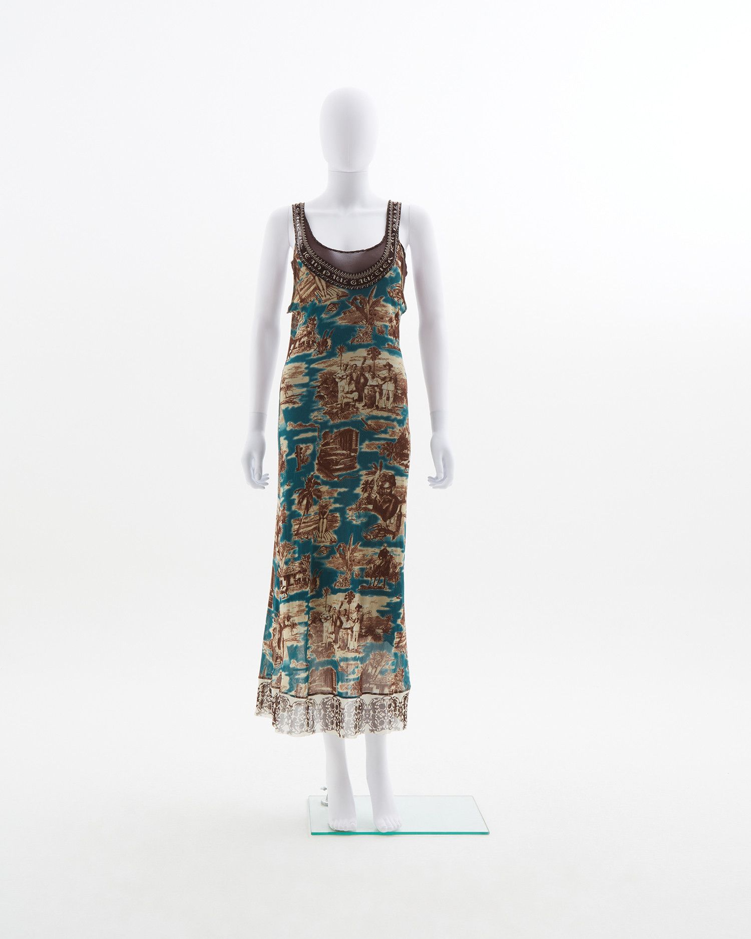 Jean Paul Gaultier Jean Paul Gaultier S/S 1998 Cuba print mesh maxi dress Size S / US 4 / IT 40 - 1 Thumbnail