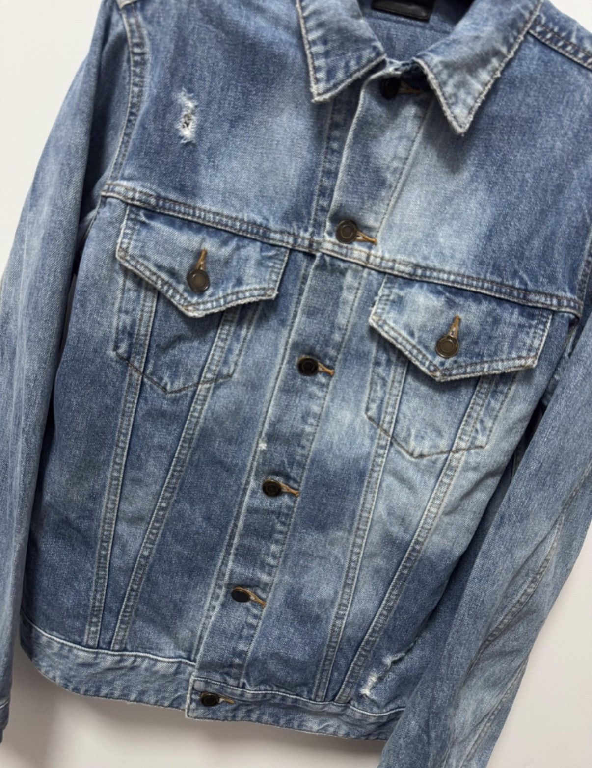 Saint Laurent Paris Saint Laurent 17SS Slogan Ink Splatter Denim Jacket Size US M / EU 48-50 / 2 - 3 Thumbnail
