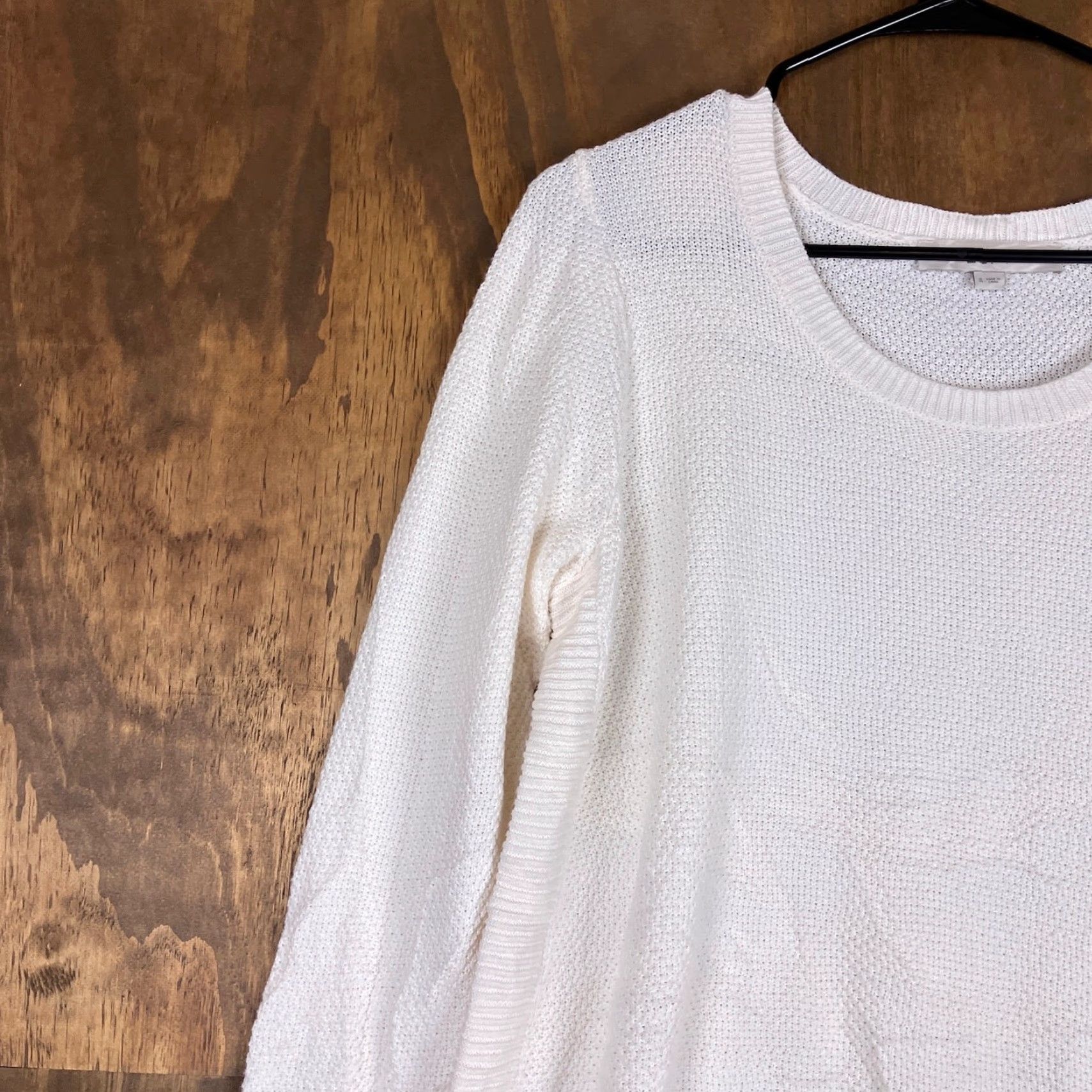 Loft LOFT Ann Taylor Womens Sweater Cream Knit Crew Neck Long Sleeve 100% Cotton S Pullover Casual Workwear Cardigan not wool not acrylic Size S / US 4 / IT 40 - 4 Thumbnail