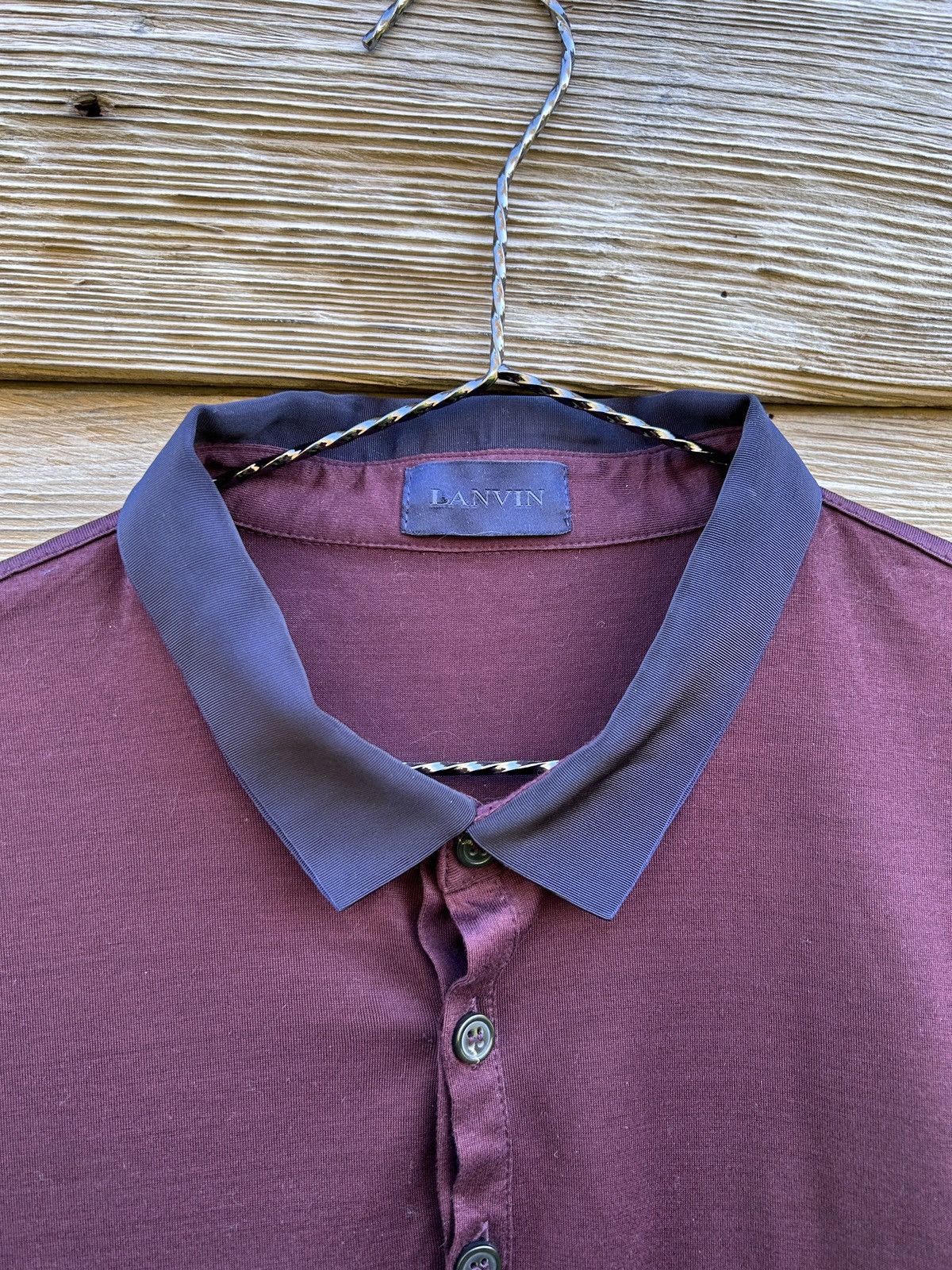 Lanvin Lanvin Lightweight Soft Cotton Polo Shirt In Bordo Size US L / EU 52-54 / 3 - 2 Thumbnail