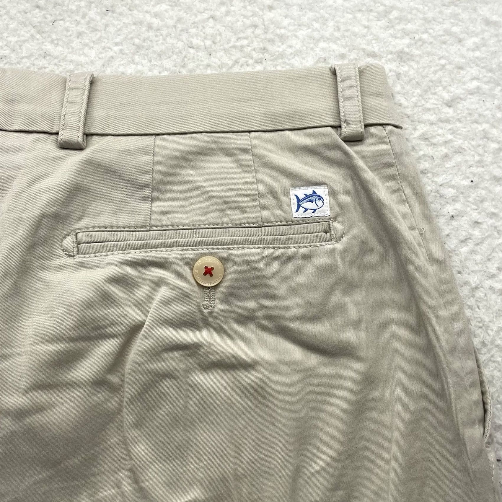 Southern Tide Southern Tides Khakis Pants Mens 35x30 Beige Solid Flat Front Zip Button Twill Casual Dress Pants Size US 35 - 7 Thumbnail