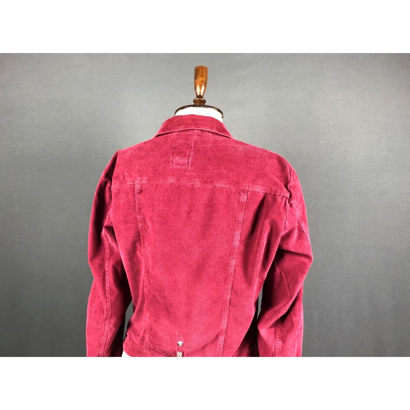 Vintage Le Jean De Marithé + François Girbaud Jacket Burgundy Women XL Cotton Velvet Short Sleeve Chest Pockets Size 40" / US 18 - 5 Thumbnail