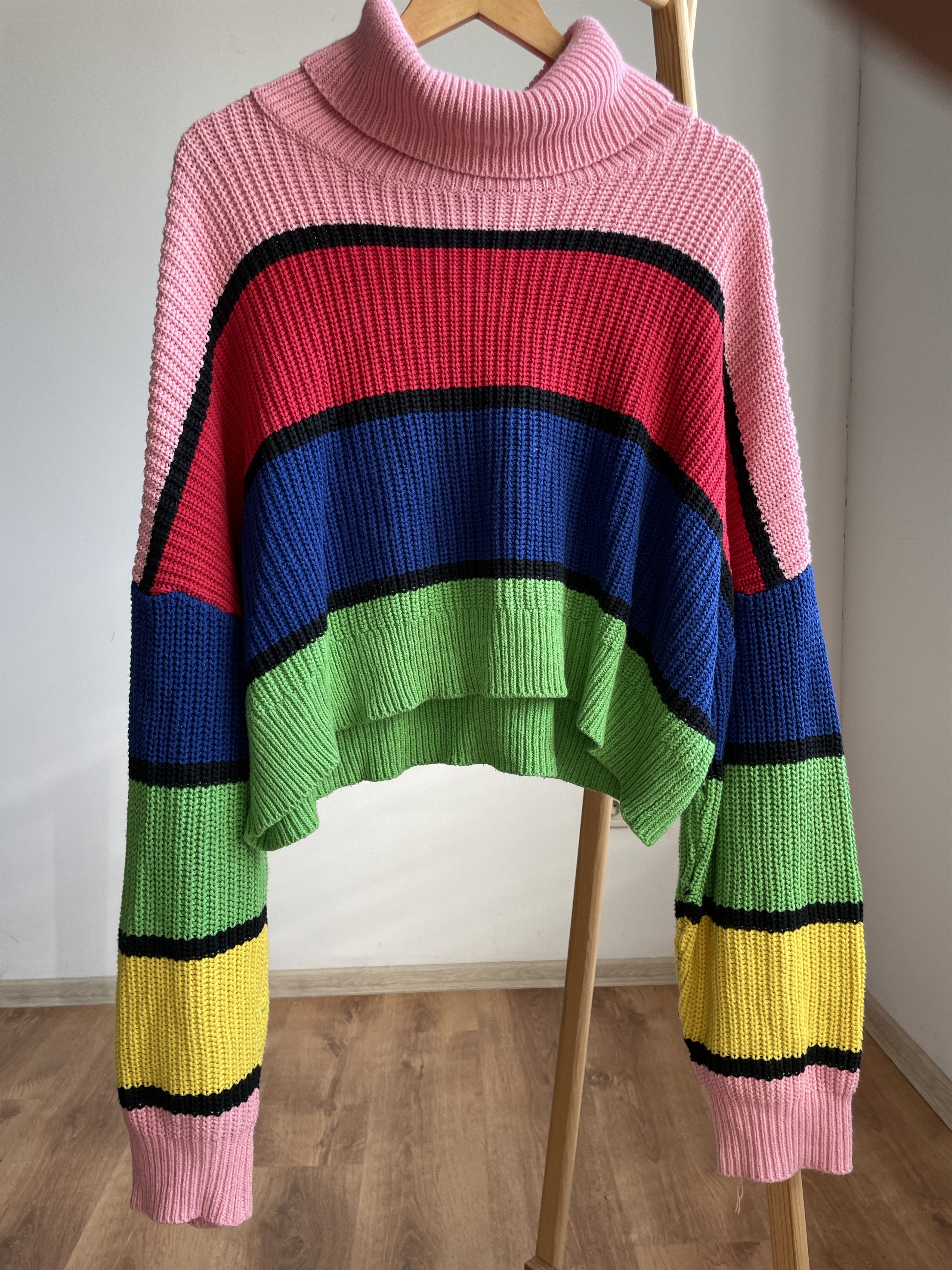 Lazy Oaf Lazy Oaf Bright Striped Turtleneck Oversized Womens Sweater Size L / US 10 / IT 46 - 3 Thumbnail