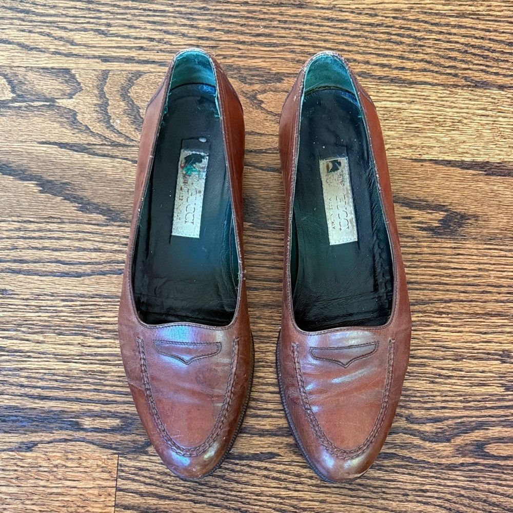 Gucci Z Gucci Men’s 42/8.5 Vintage Brown Leather Slip-On Loafers Size US 8.5 / EU 41-42 - 3 Thumbnail