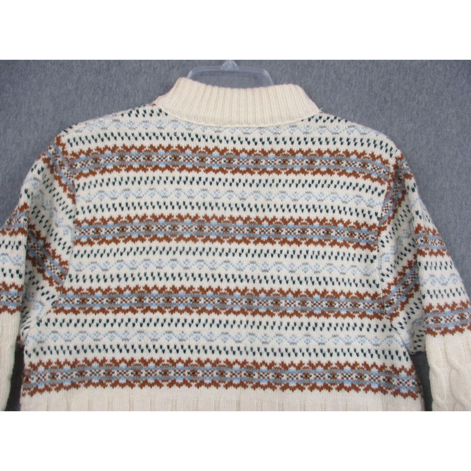 Vintage VINTAGE Lord Jeff Sweater Mens Large White Fair Isle Ski Mock Neck Pullover Size US L / EU 52-54 / 3 - 7 Thumbnail