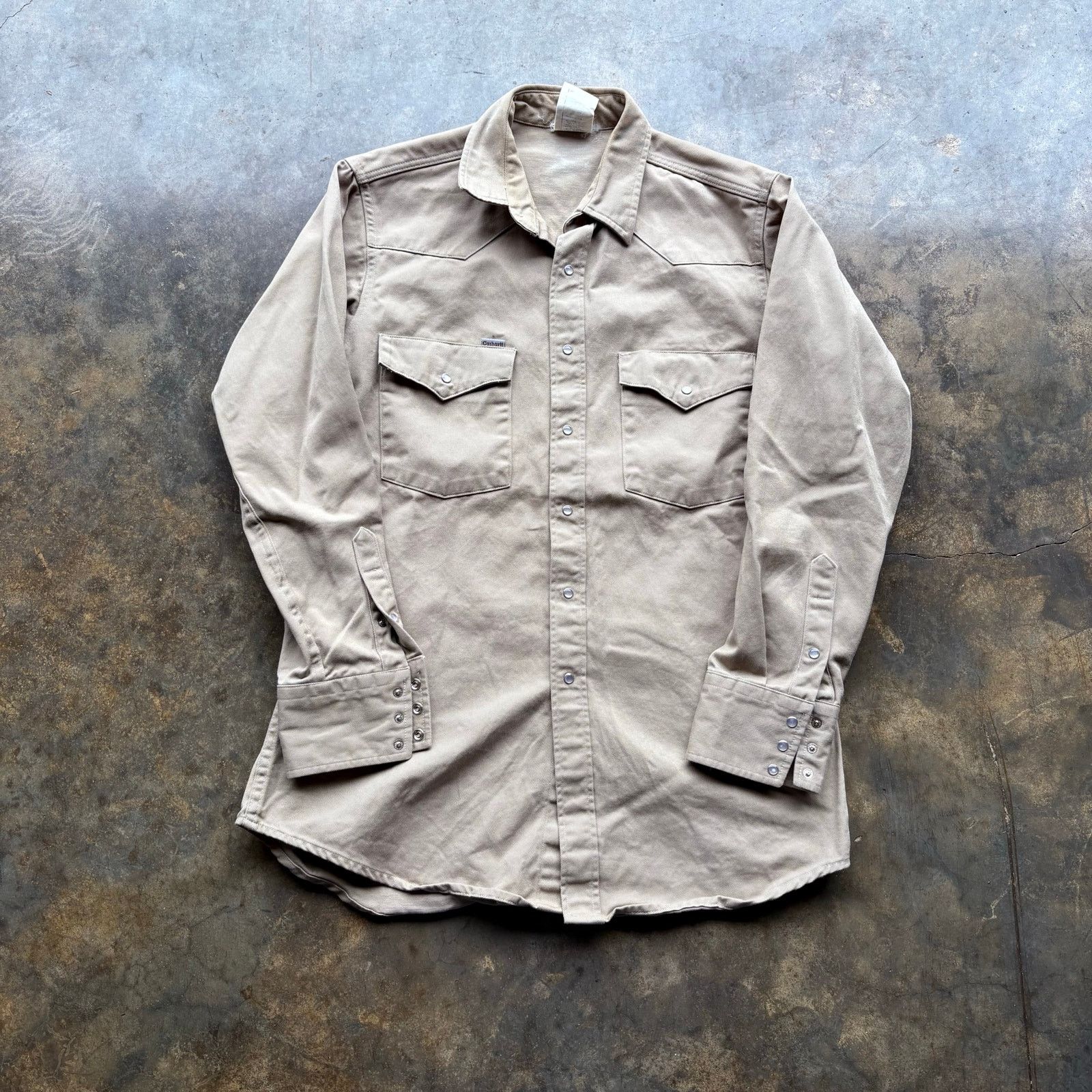 Carhartt Vintage Carhartt Pearl Snap Canvas Work Shirt Size US XL / EU 56 / 4 - 1 Thumbnail