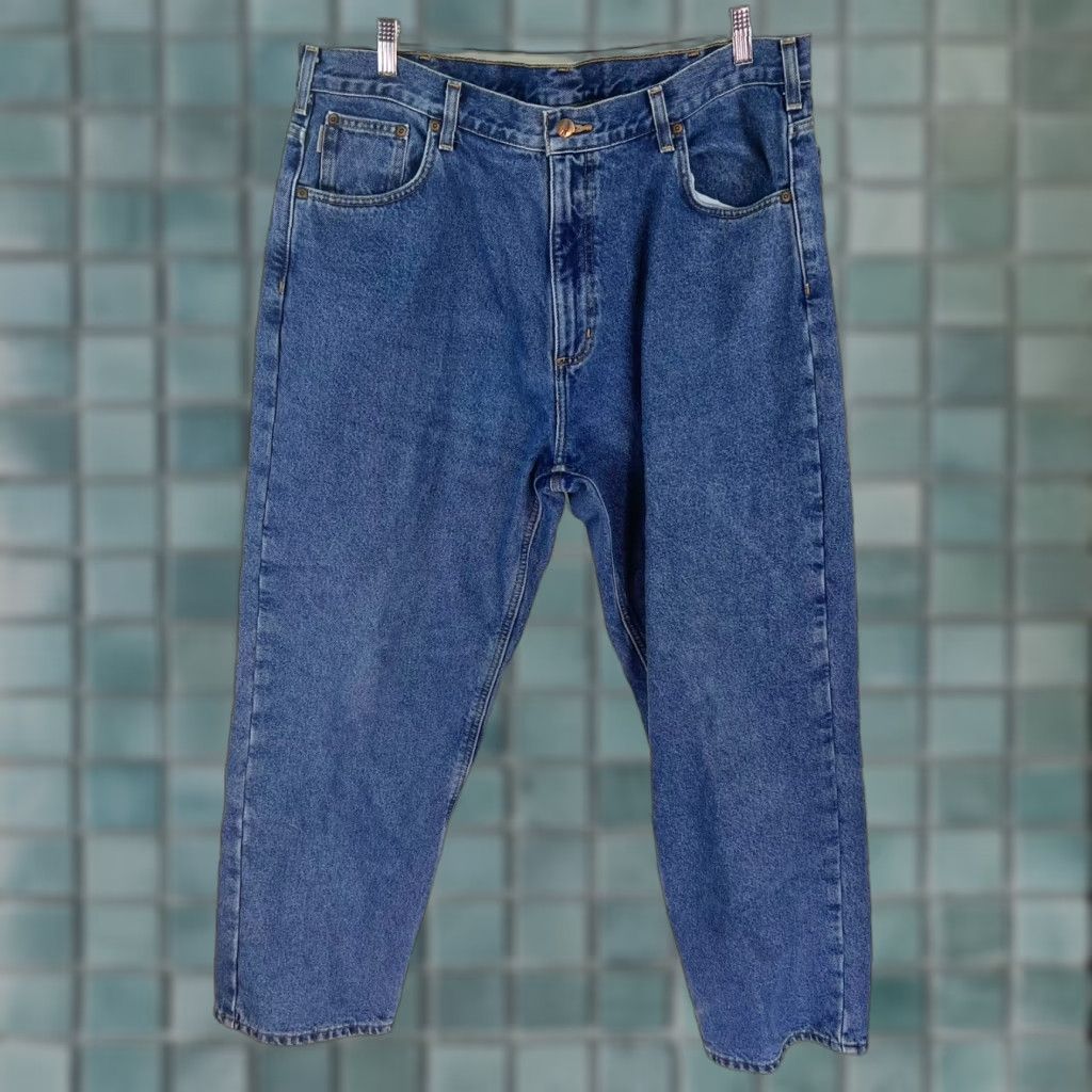 Carhartt VINTAGE Carhartt Lined Pants Jeans Mens 40 Blue Relaxed Fit 40x30 Outdoor Work Wear Denim 5-Pocket Design Zipper Button Rise High Womens? Size US 40 / EU 56 - 1 Thumbnail